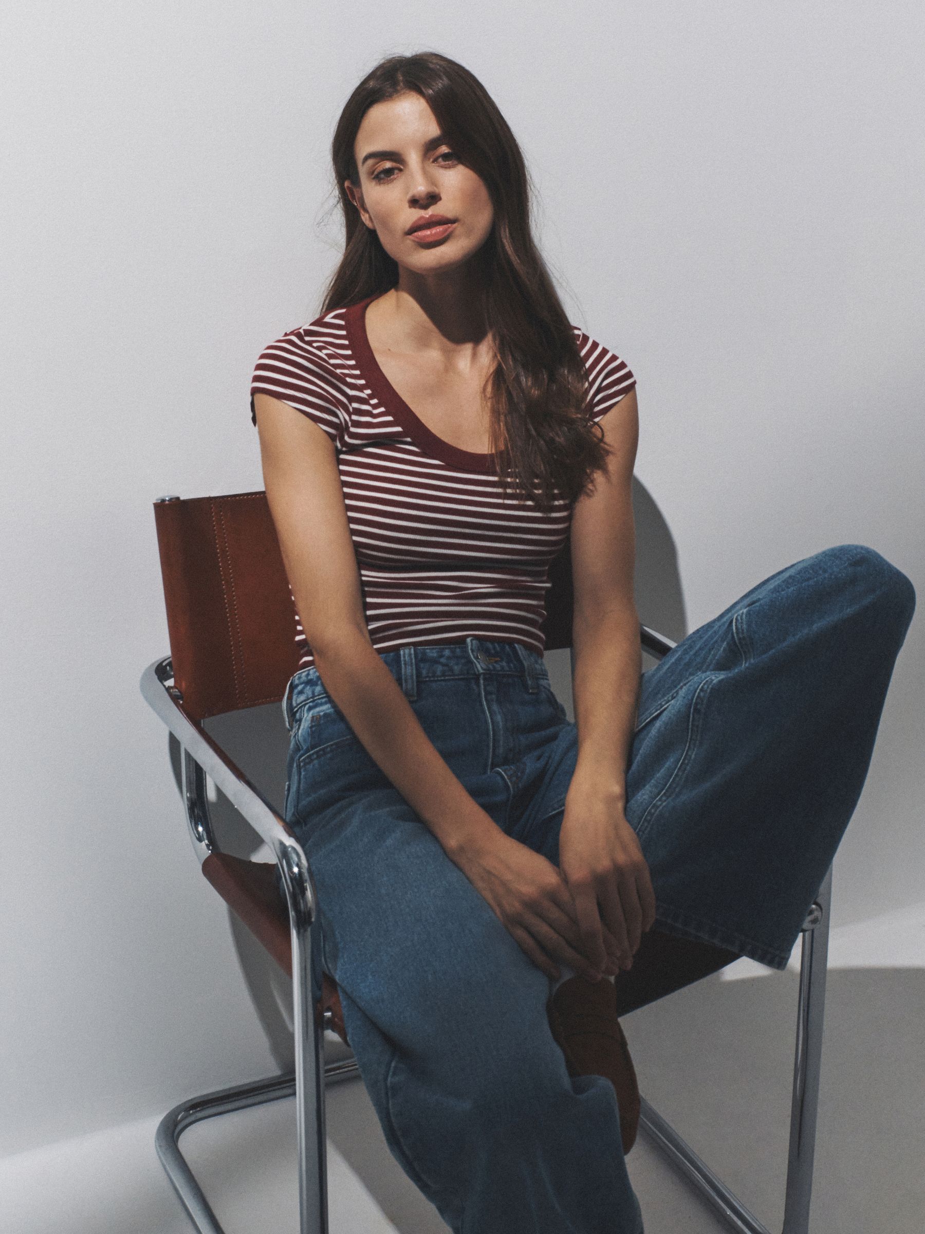 5 Pack Scoop Neck Cap Sleeve Ribbed T-shirt Navy/Stripe/Red/Light Blue/White - Image 2 of 6