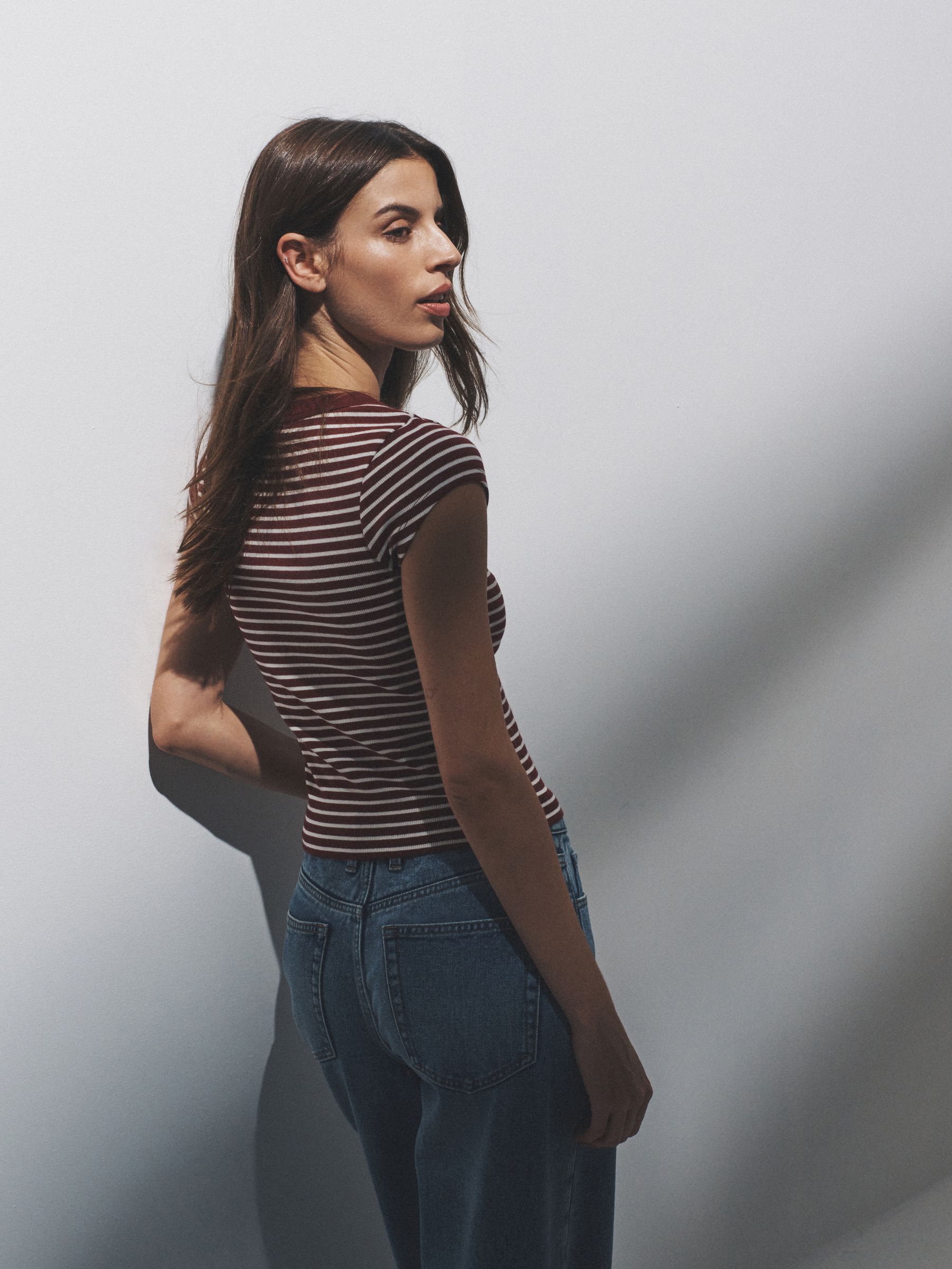 5 Pack Scoop Neck Cap Sleeve Ribbed T-shirt Navy/Stripe/Red/Light Blue/White - Image 3 of 6