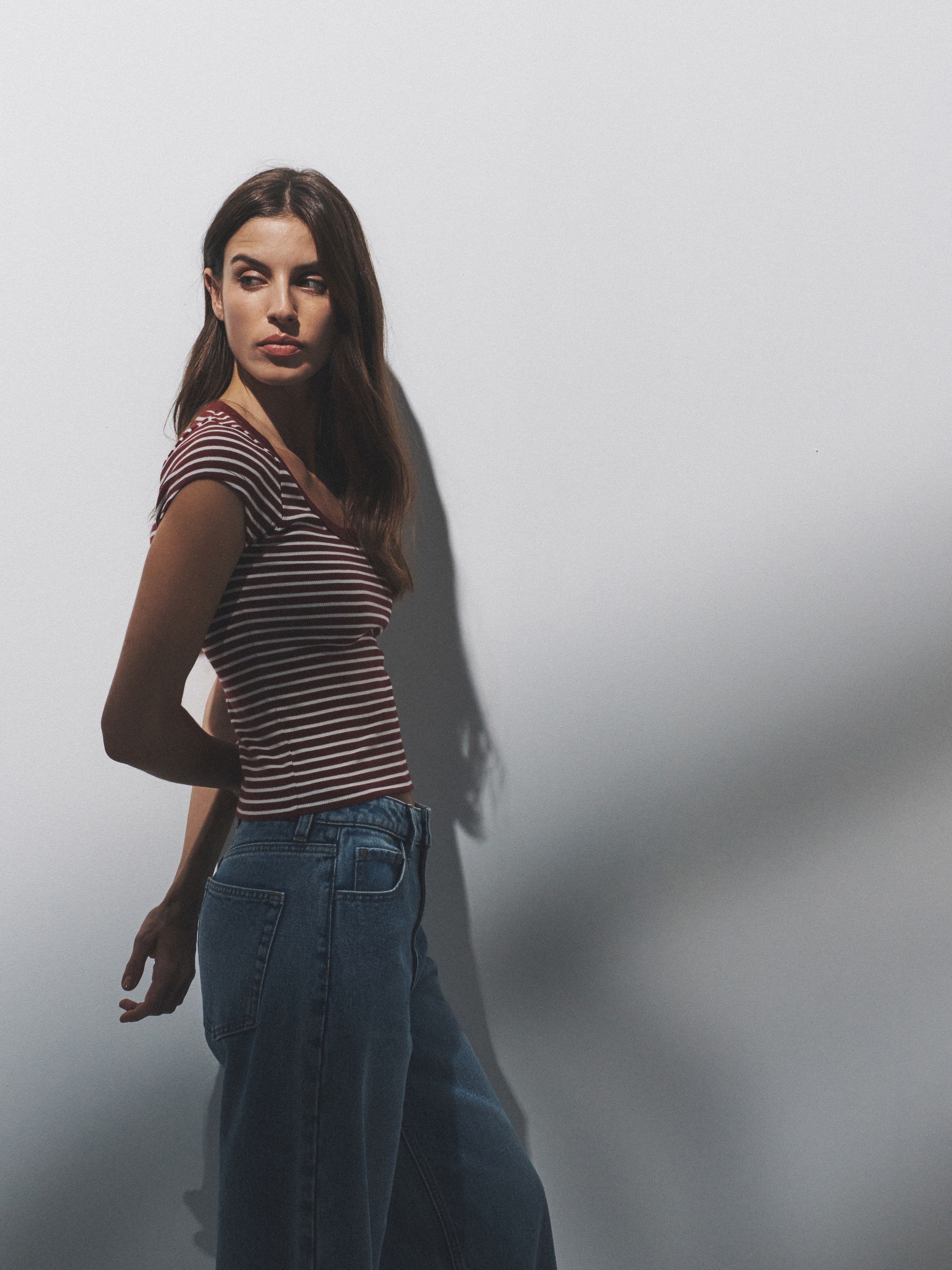 5 Pack Scoop Neck Cap Sleeve Ribbed T-shirt Navy/Stripe/Red/Light Blue/White - Image 4 of 6