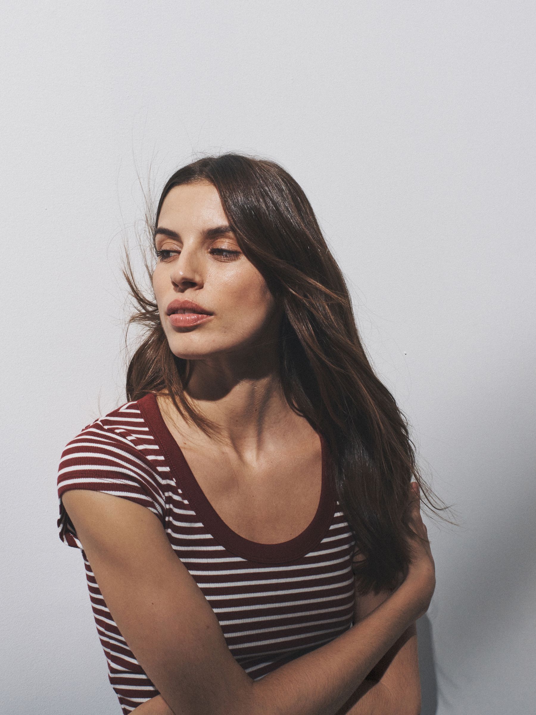 5 Pack Scoop Neck Cap Sleeve Ribbed T-shirt Navy/Stripe/Red/Light Blue/White - Image 5 of 6