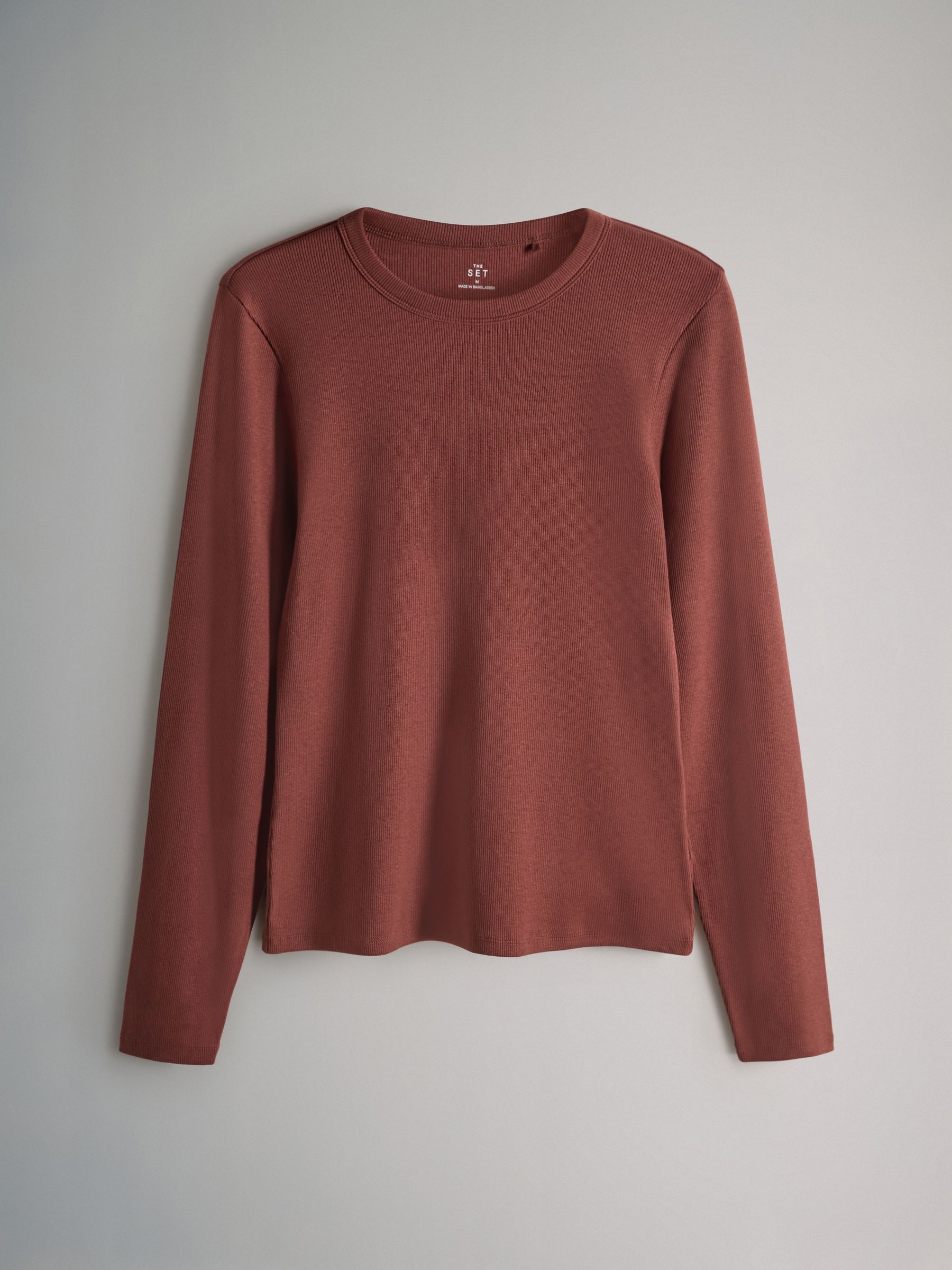 Brown/Pink/White/Stripe 5 Pack Ribbed Long Sleeve T-Shirts - Image 4 of 6