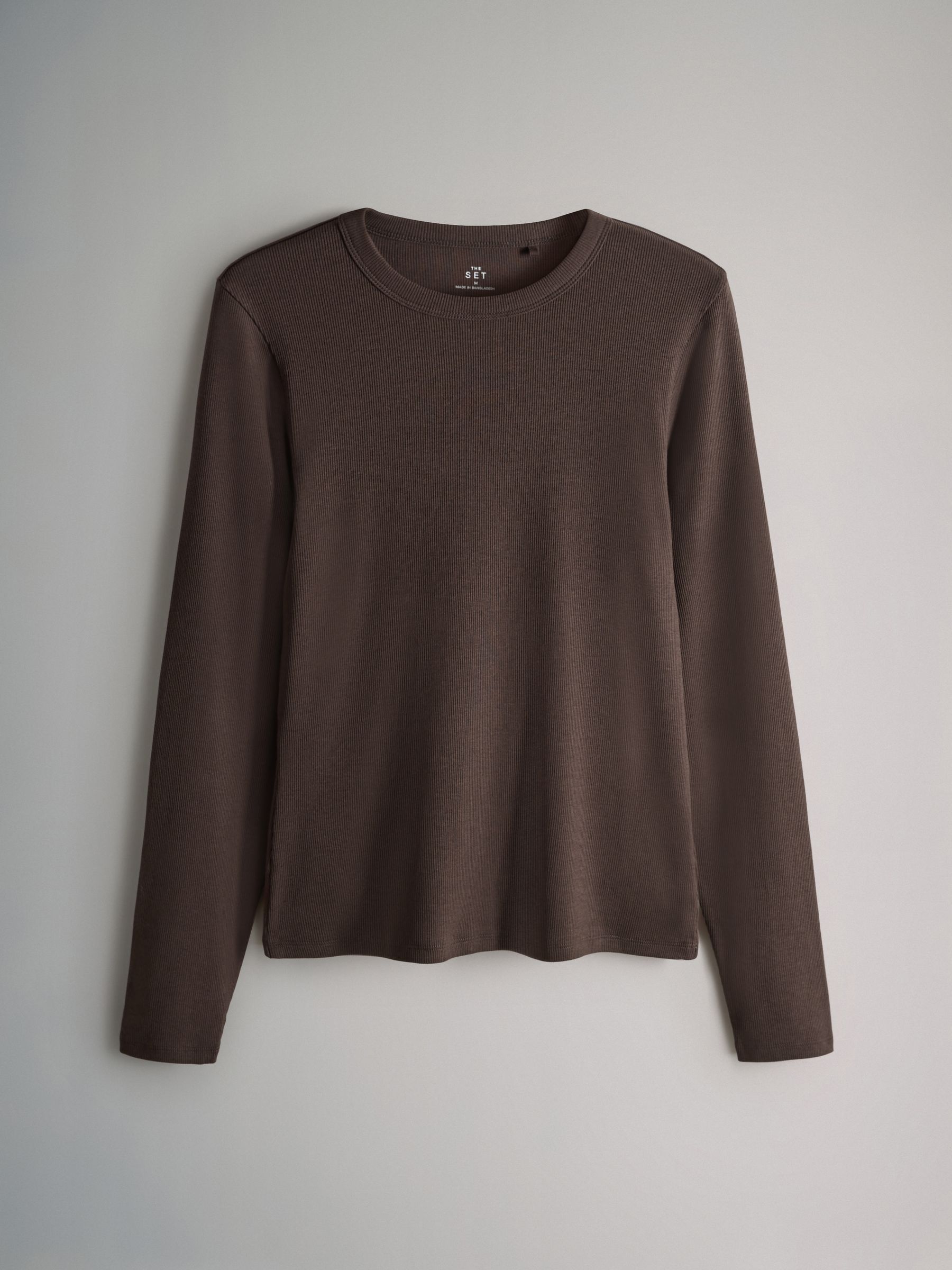 Brown/Pink/White/Stripe 5 Pack Ribbed Long Sleeve T-Shirts - Image 6 of 6