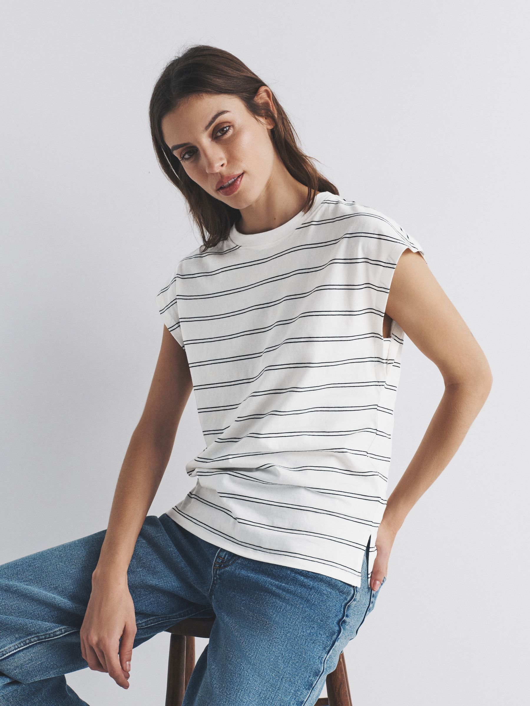 4 Pack Grown On Sleeve T-Shirt Black/Brown/White/Stripe - Image 4 of 6