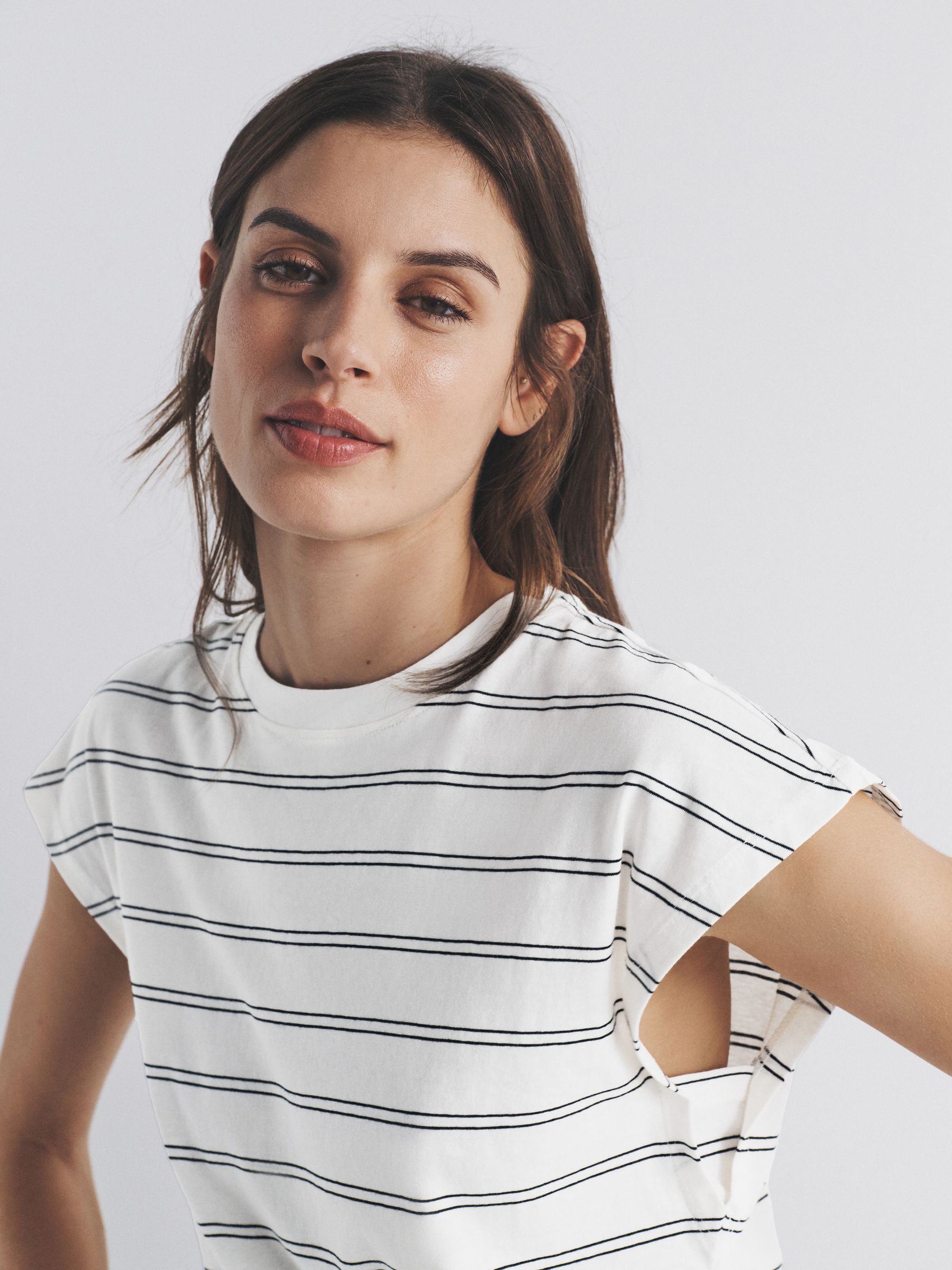 4 Pack Grown On Sleeve T-Shirt Black/Brown/White/Stripe - Image 5 of 6