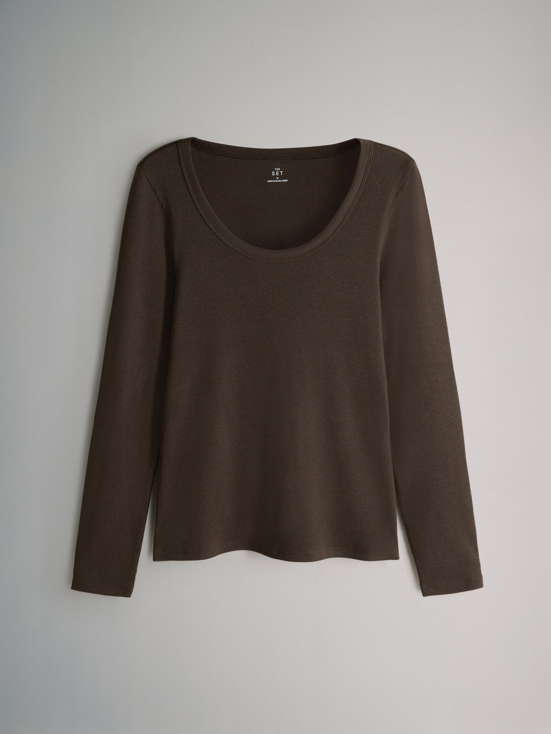 Navy/Light Blue/Stripe/White 4 Pack Scoop Neck Long Sleeve Ribbed T-Shirts - Image 3 of 6