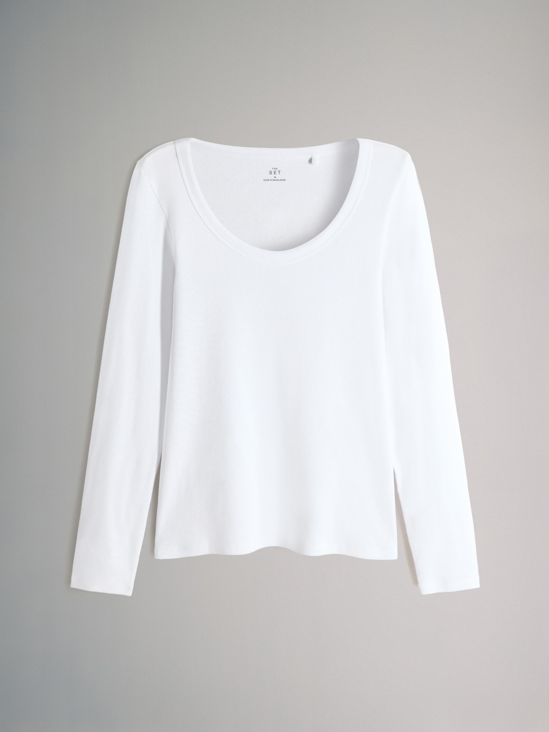 Navy/Light Blue/Stripe/White 4 Pack Scoop Neck Long Sleeve Ribbed T-Shirts - Image 5 of 6