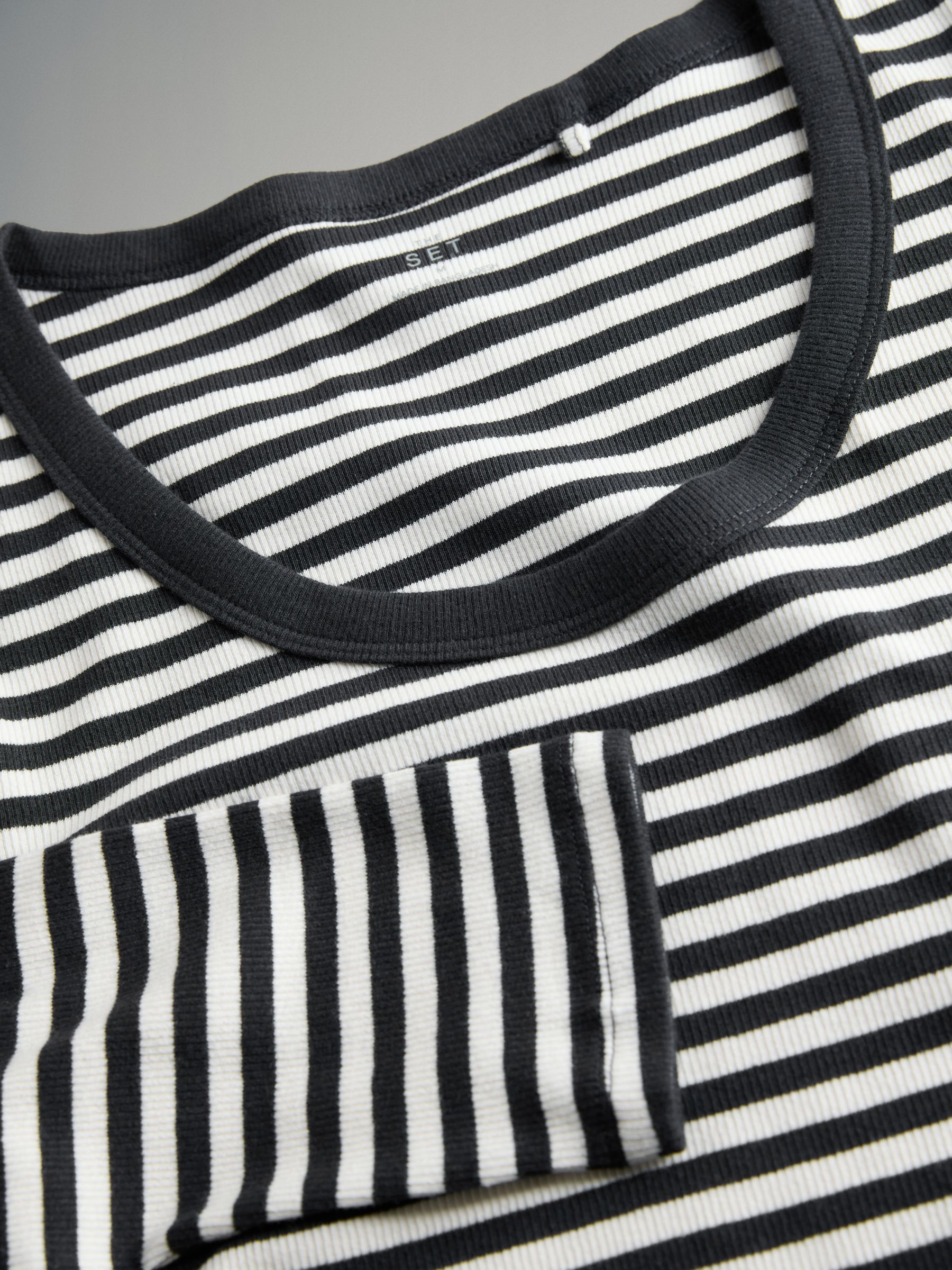 Navy/Light Blue/Stripe/White 4 Pack Scoop Neck Long Sleeve Ribbed T-Shirts - Image 6 of 6