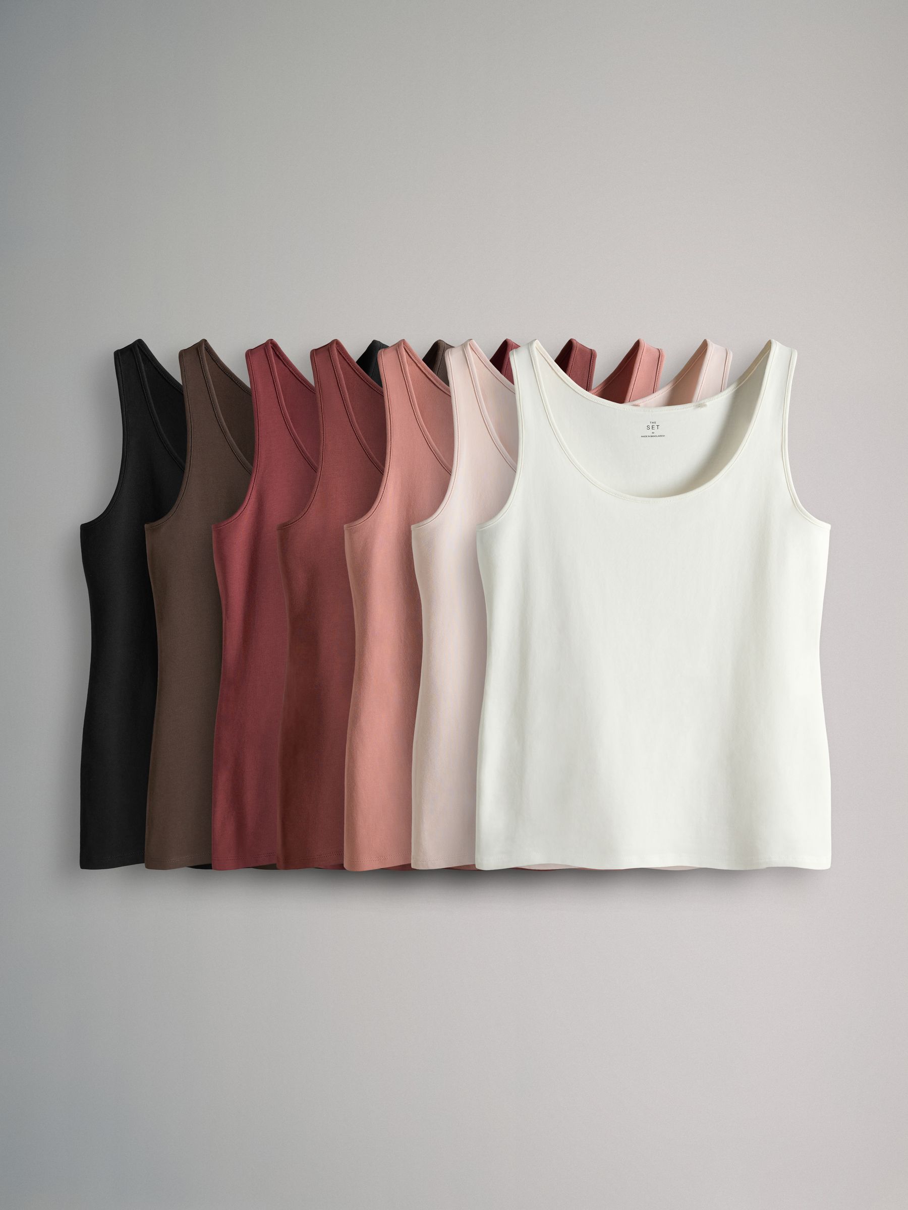 Chocolate Brown 7 Pack Scoop Neck Vests - Image 1 of 6