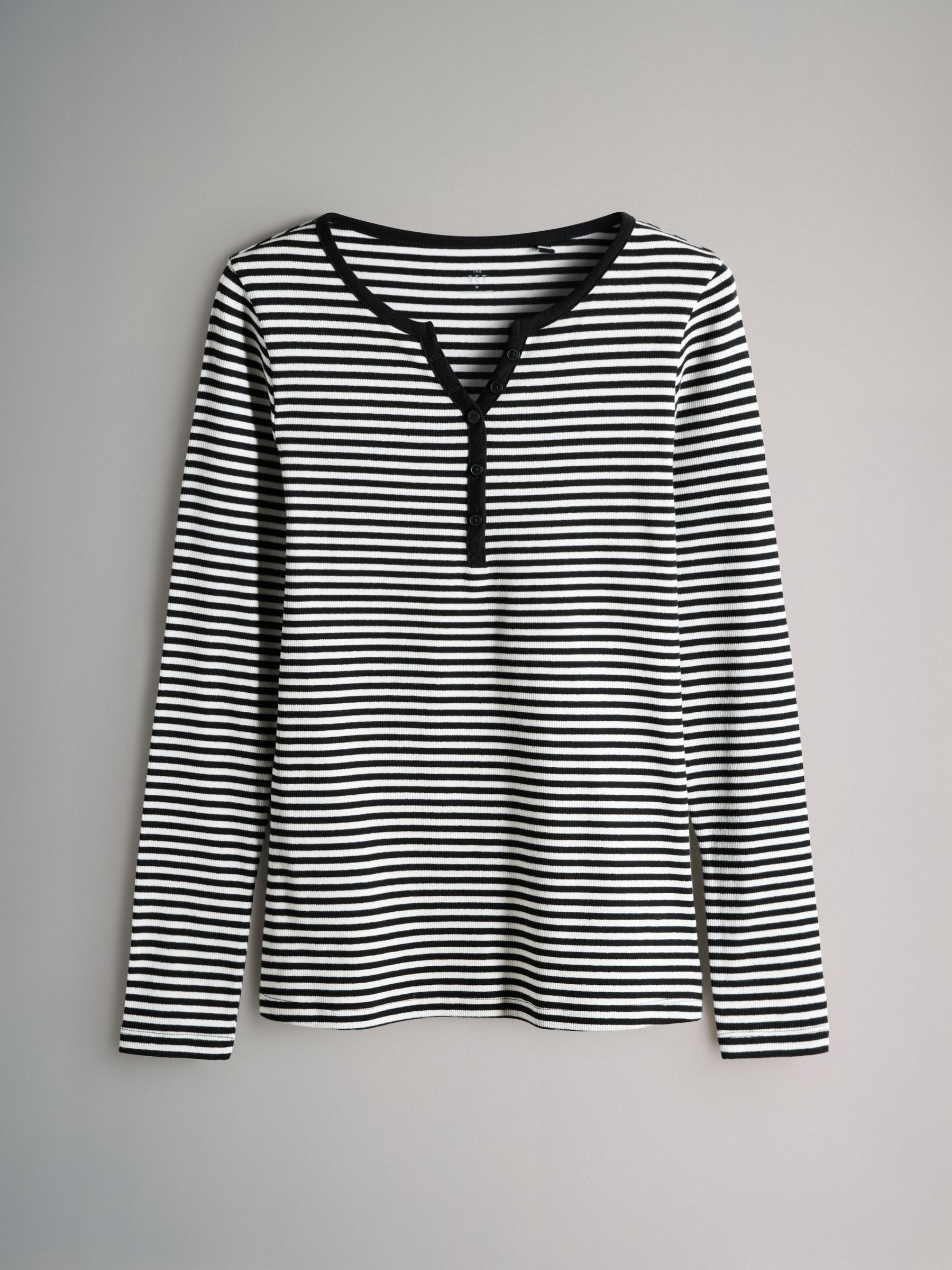 4 Pack Ribbed Henley Long Sleeve T-Shirts Berry/Stripe/Pink/White - Image 5 of 6