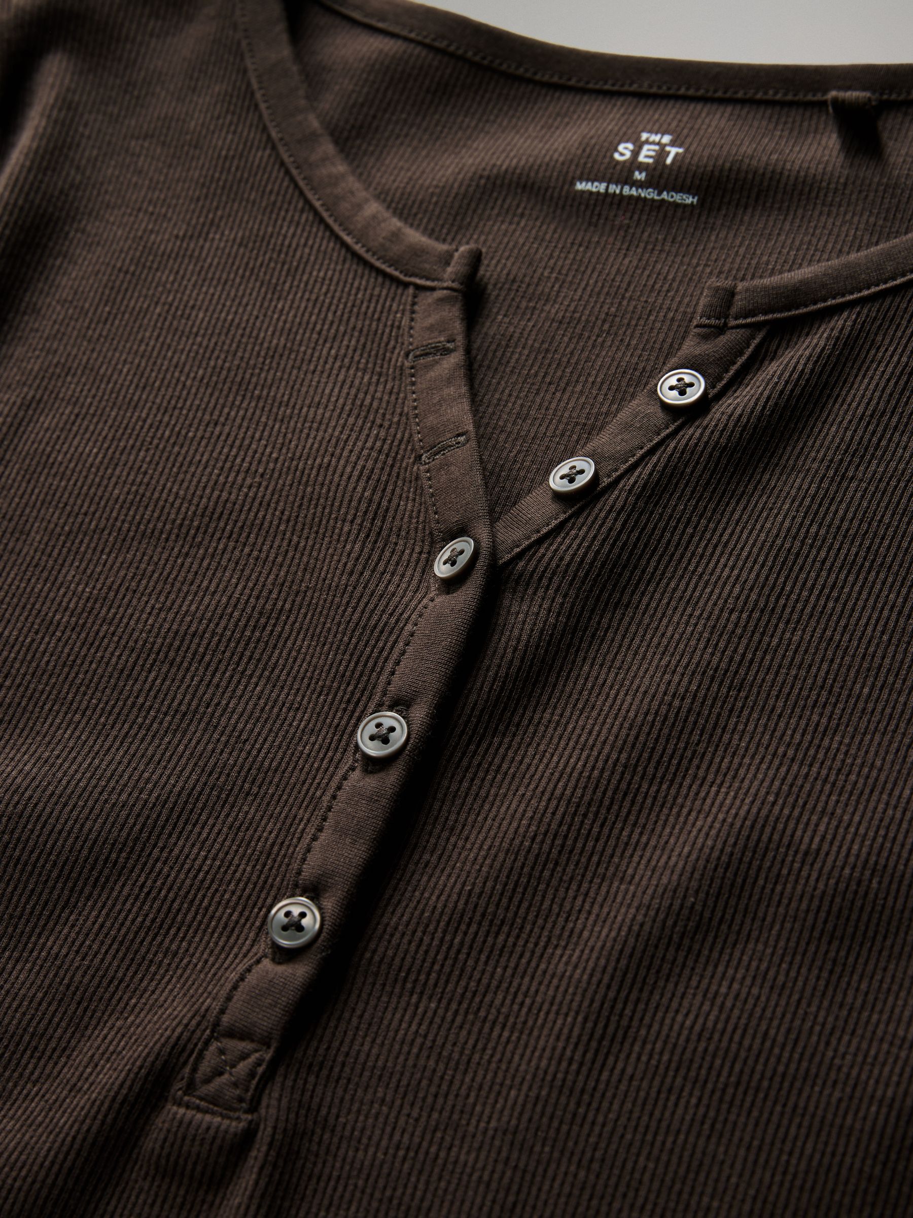 4 Pack Ribbed Henley Long Sleeve T-Shirts Berry/Stripe/Pink/White - Image 6 of 6