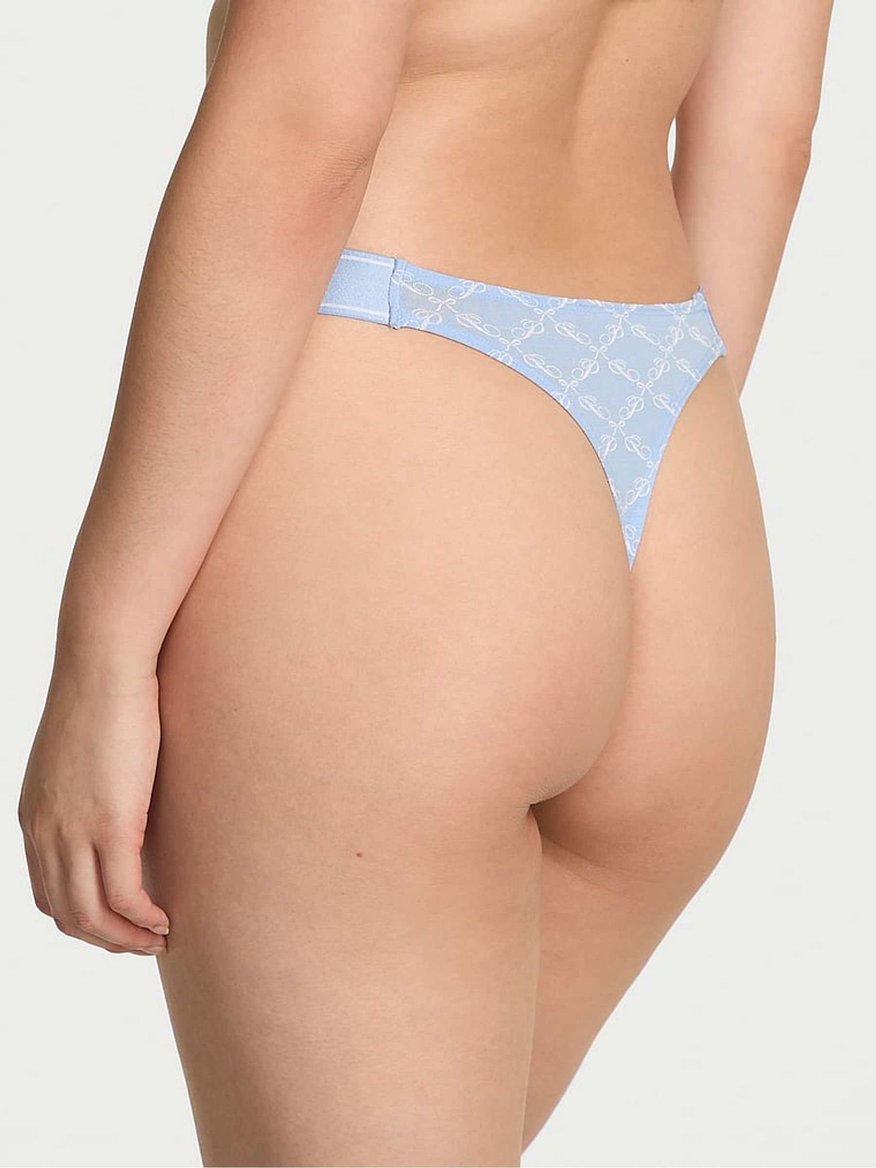 Blue Logo Jaquard Mini Scoop Thong Cotton Logo Knickers - Image 2 of 2