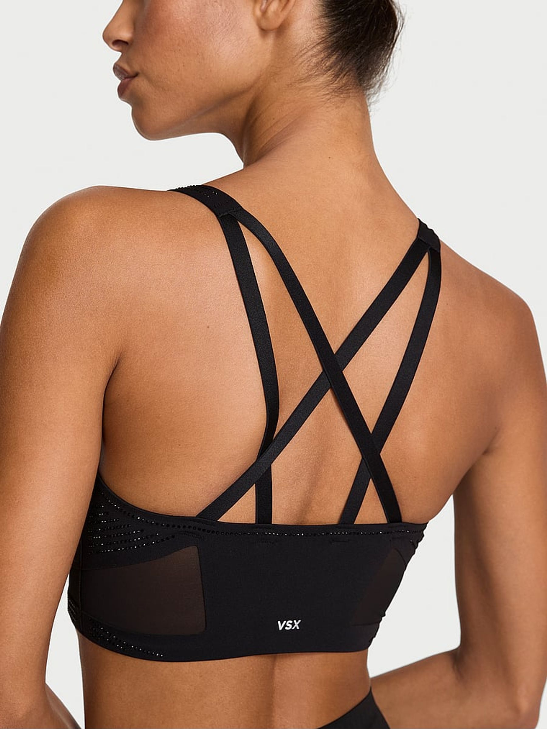 Black Elevate™ Diamanté Flex Contours Plunge Low Support Sports Bra - Image 2 of 4