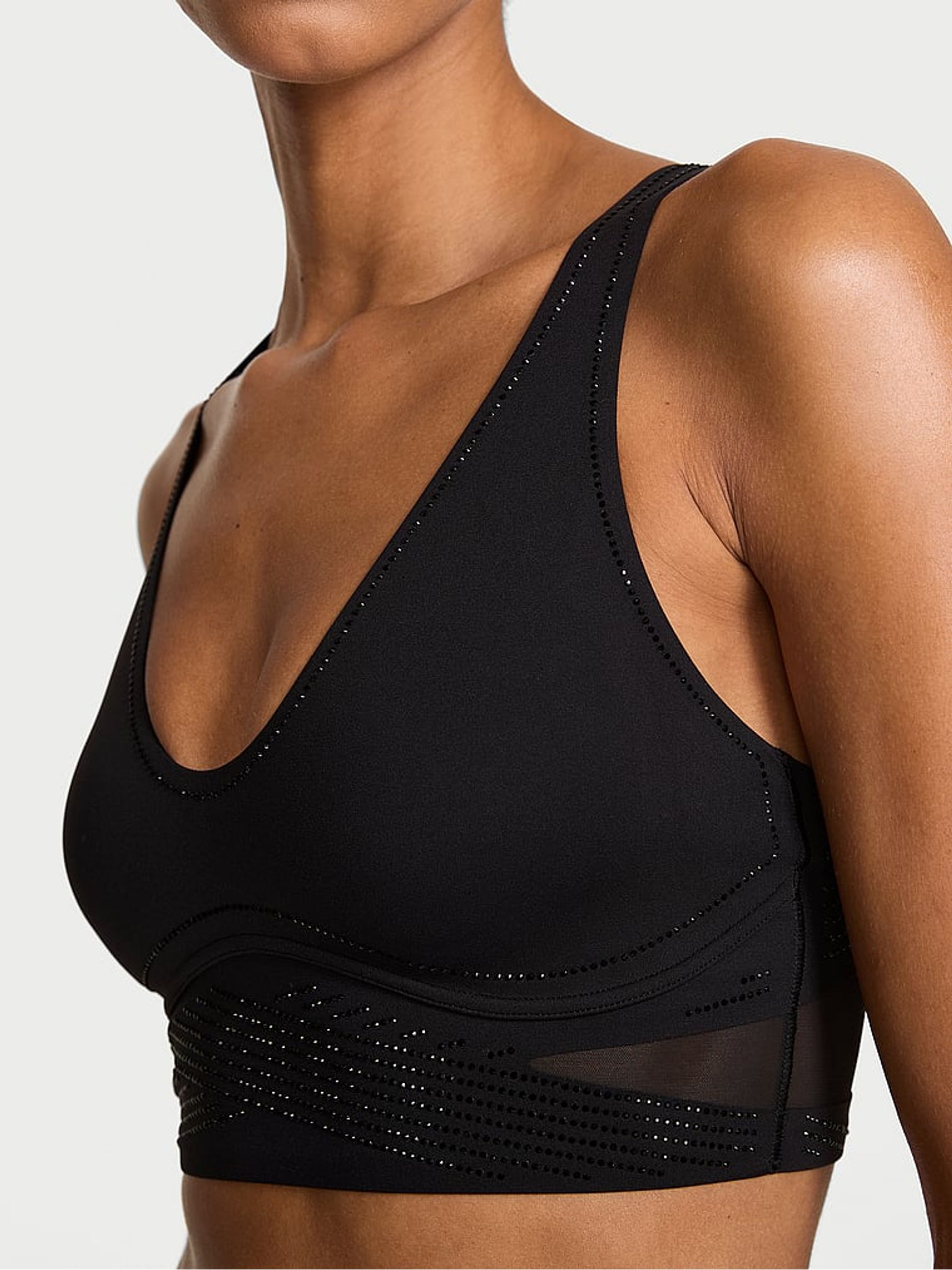 Black Elevate™ Diamanté Flex Contours Plunge Low Support Sports Bra - Image 4 of 4