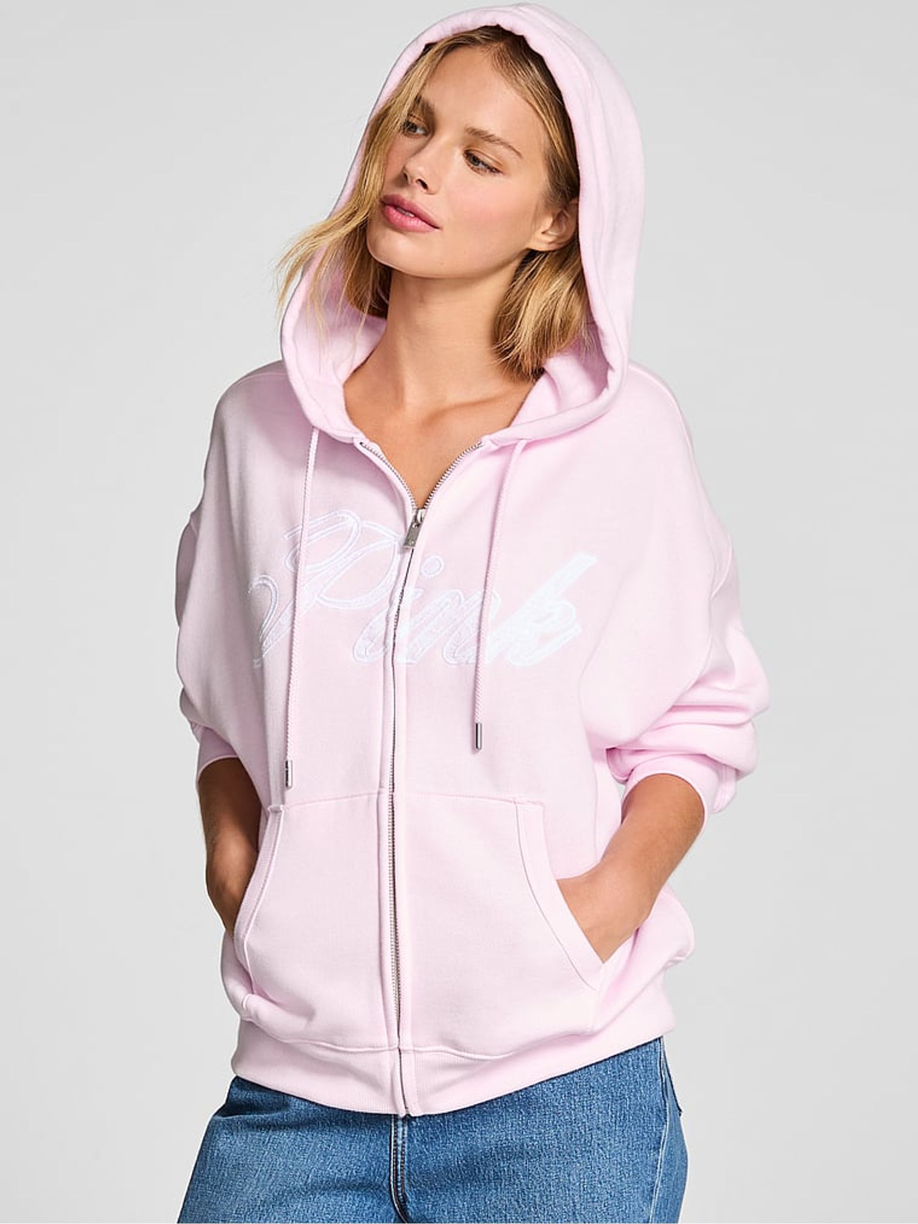 Pink Tulip Fleece Zip Up Hoodie | Victoria's Secret UK