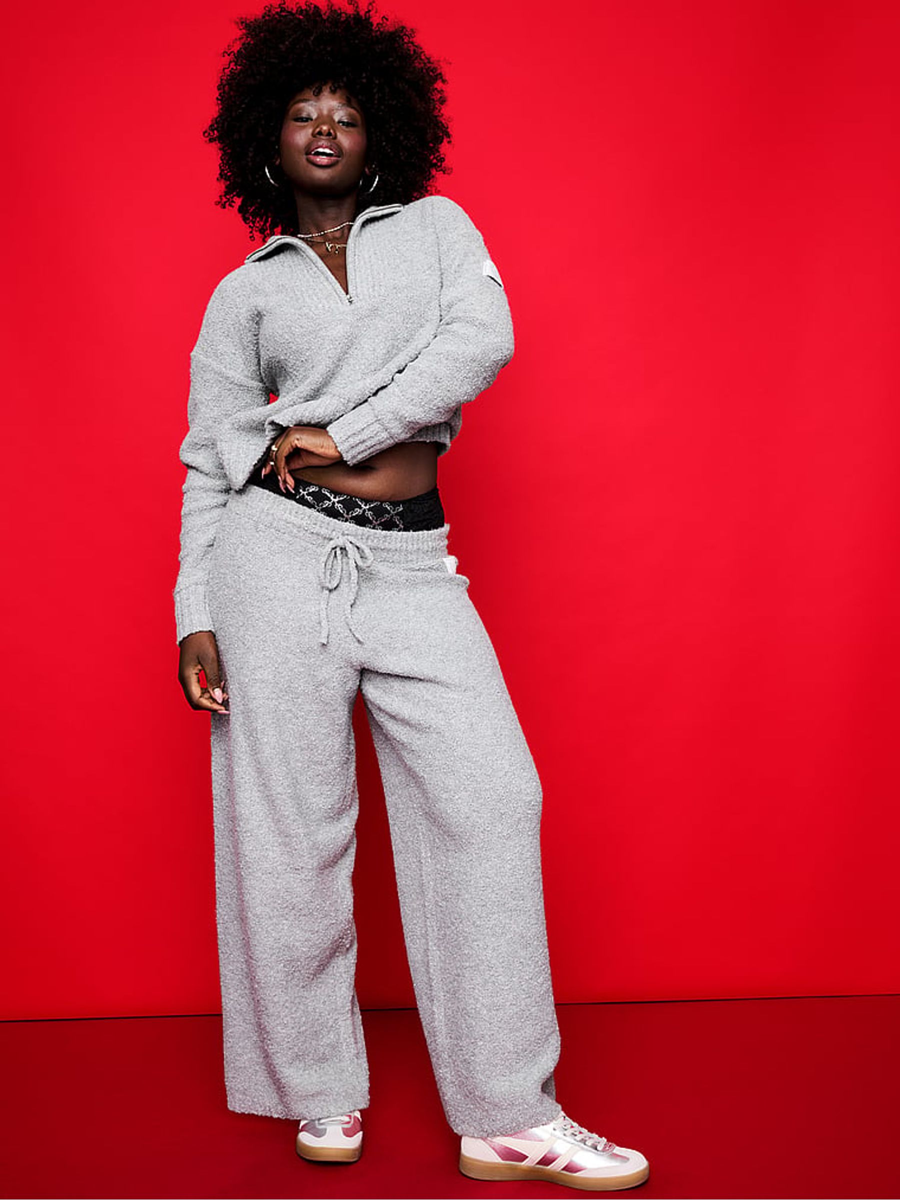 Medium Heather Grey Knitted Joggers - Image 3 of 3