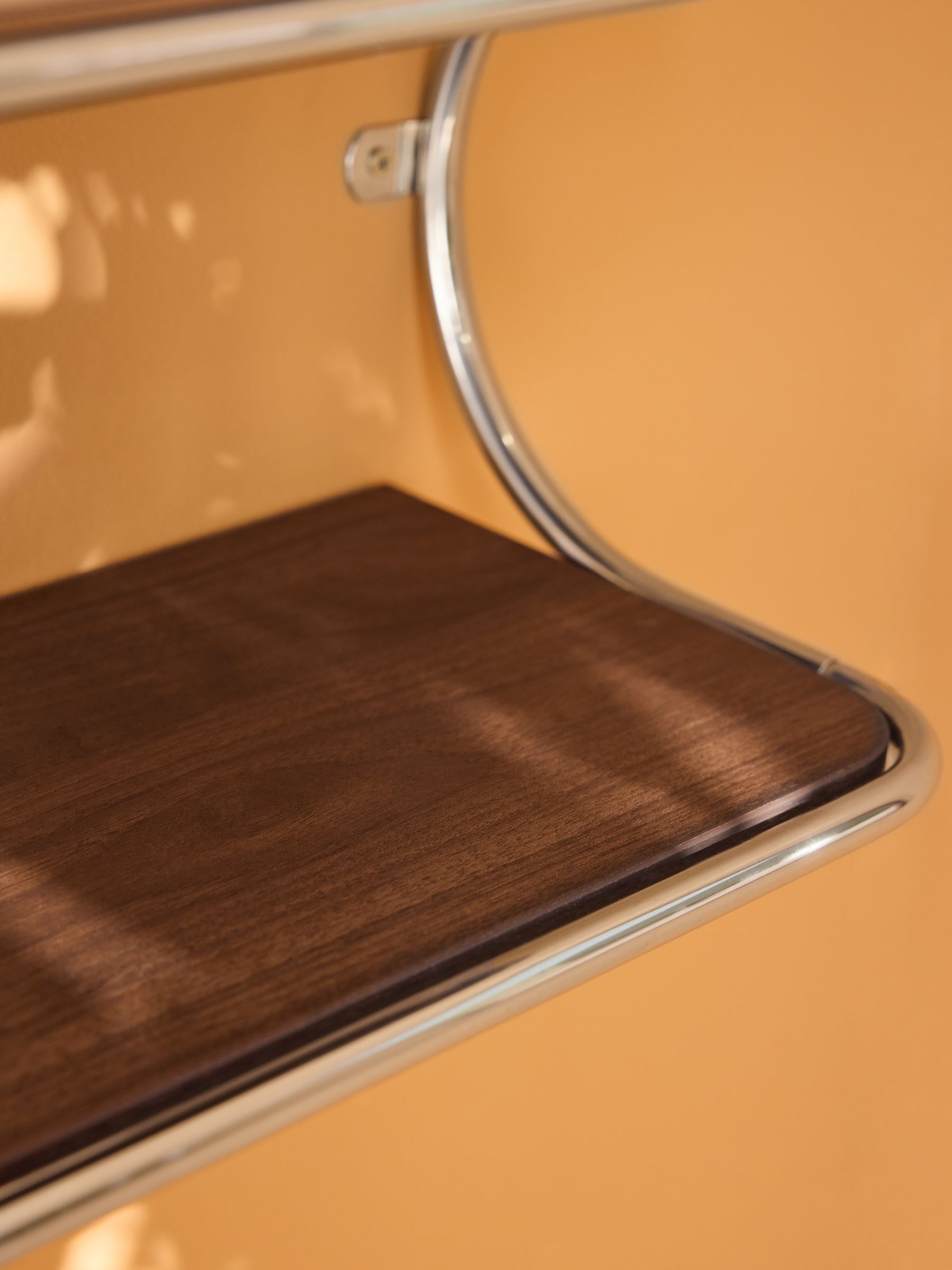 Piper Wall Shelf in Chrome and Dark Wood Effect - Image 3 of 5