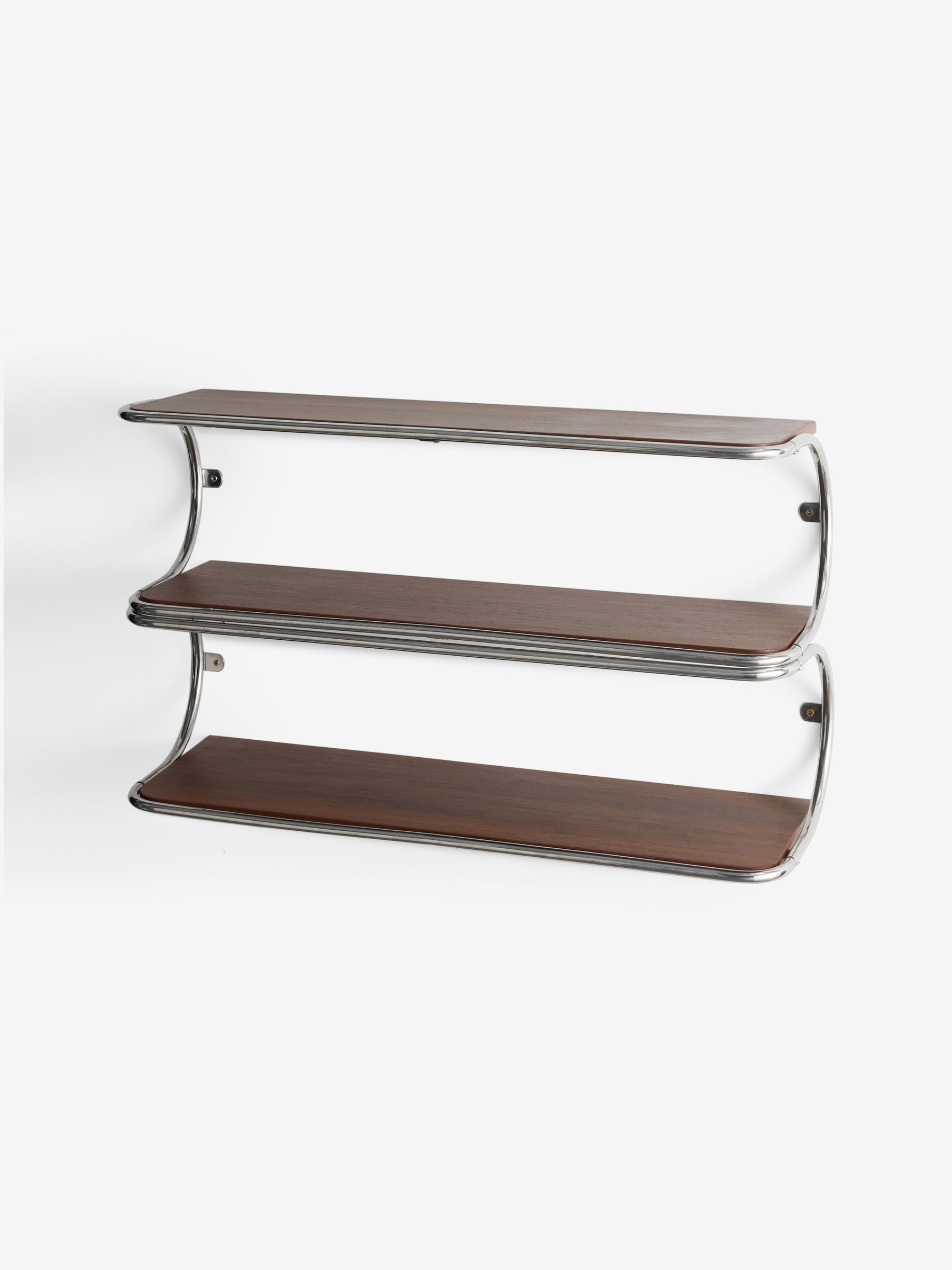 Piper Wall Shelf in Chrome and Dark Wood Effect - Image 4 of 5