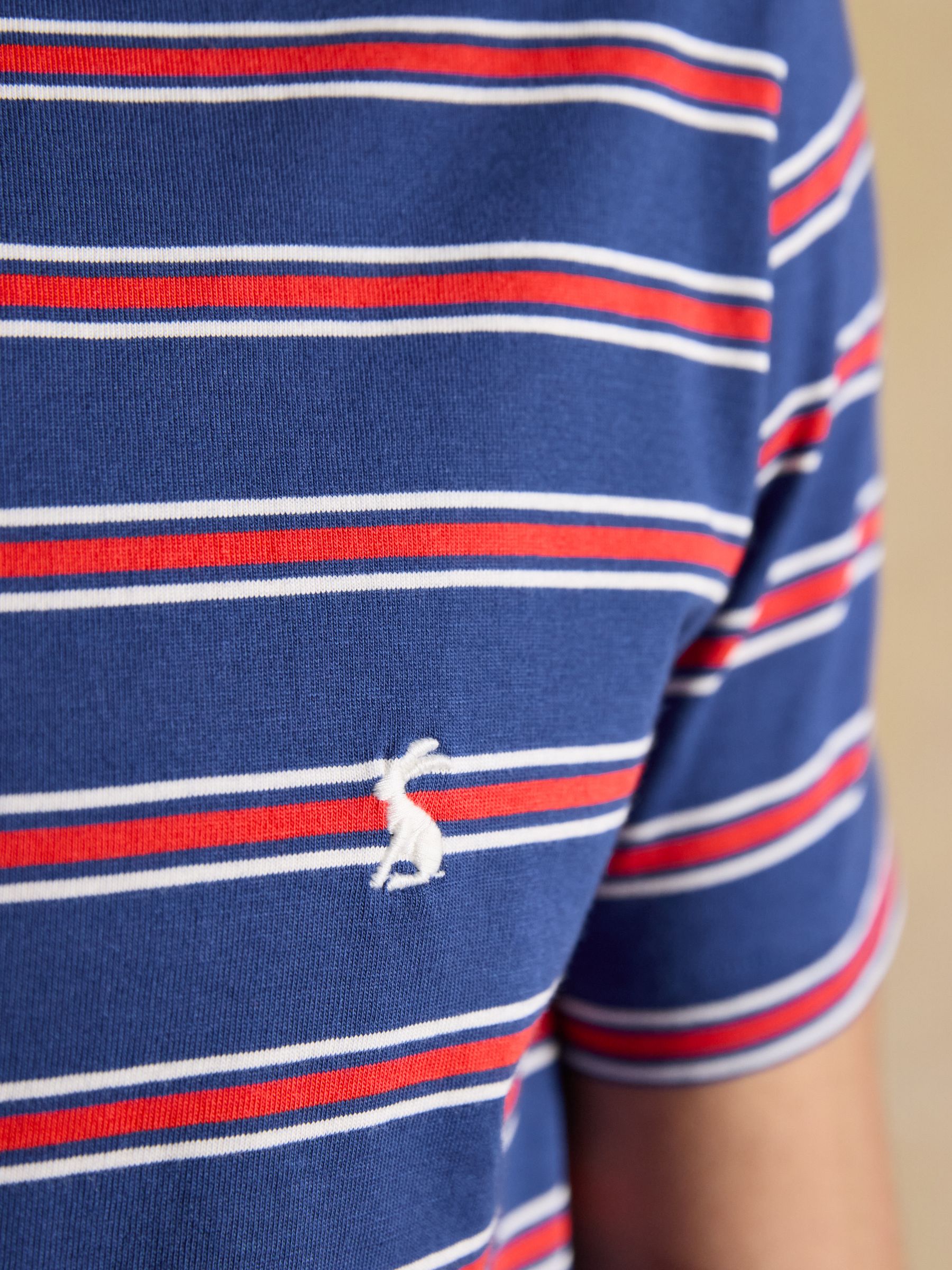 Navy & Red Stripe Classic Fit Cotton T-Shirt - Image 5 of 6