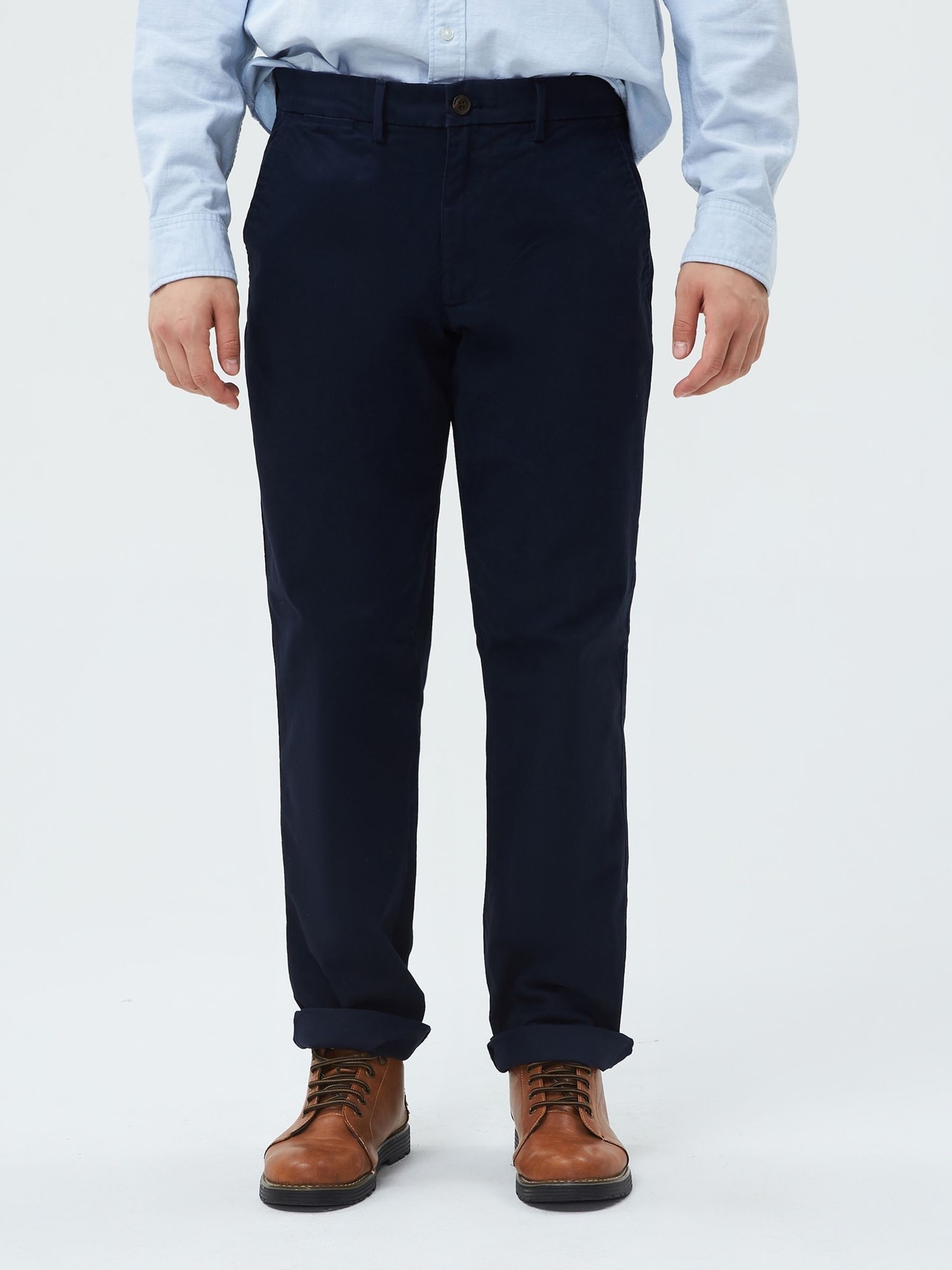 Navy Blue Essential Chinos in Straight Fit with - Image 1 of 9