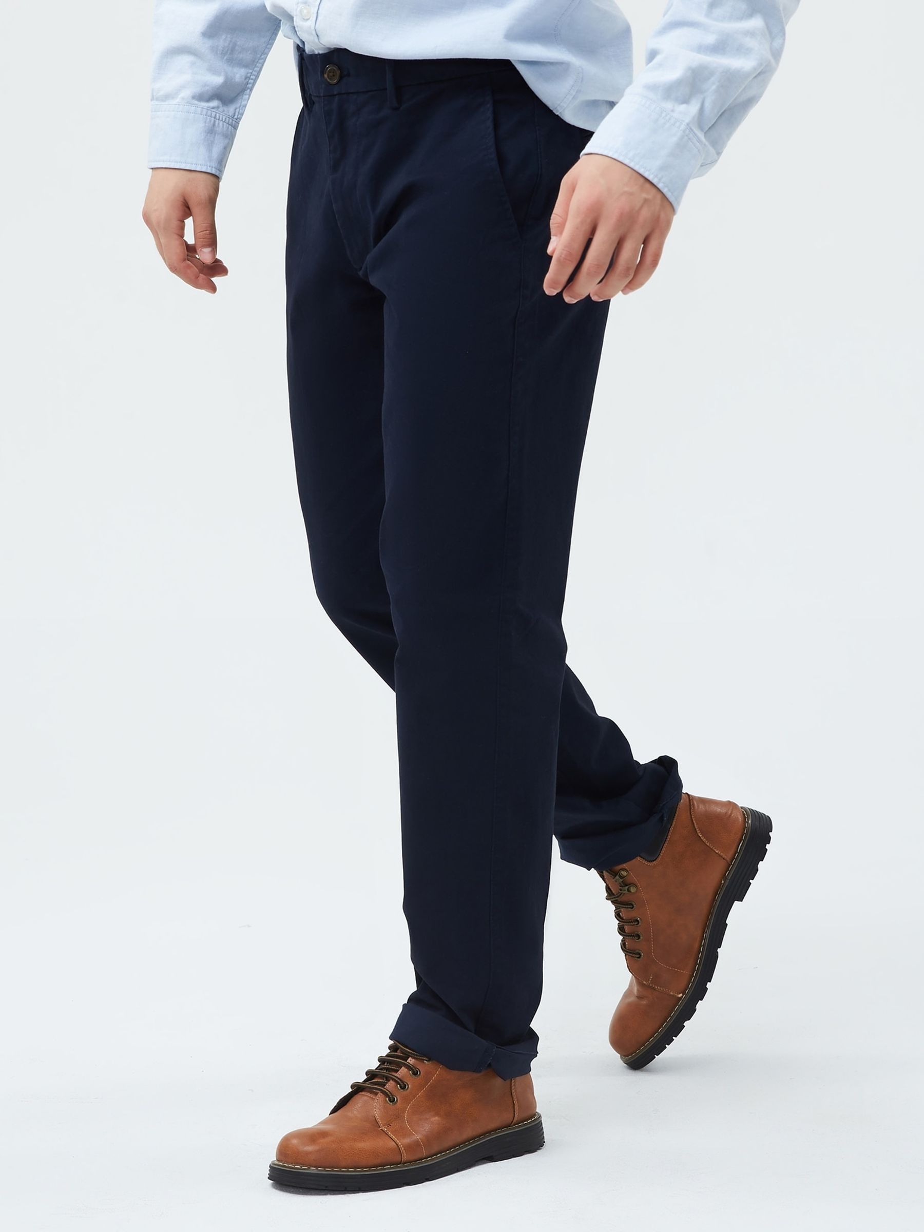 Navy Blue Essential Chinos in Straight Fit with - Image 4 of 9