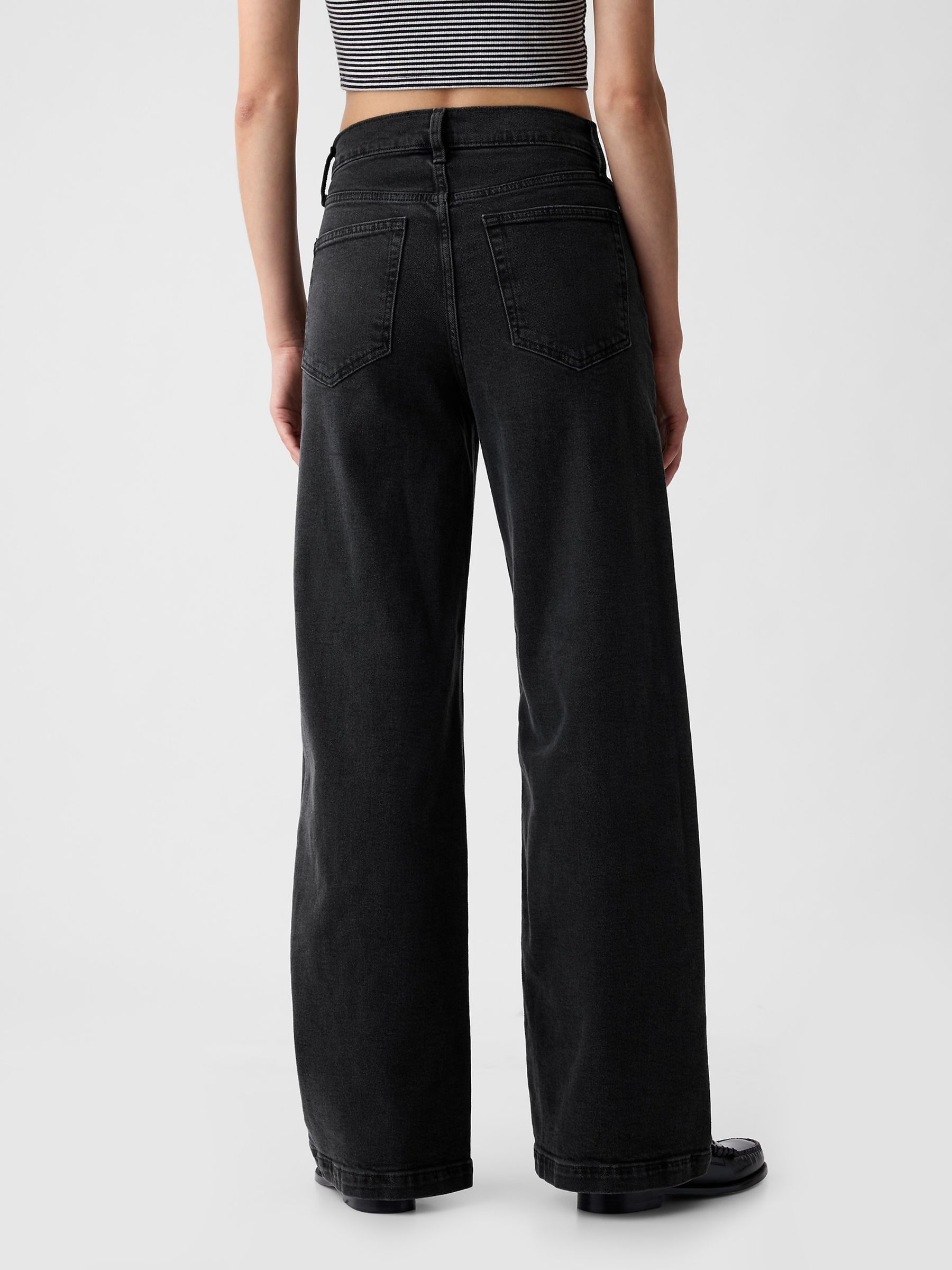 Black High Rise Stride Wide-Leg Jeans - Image 4 of 10