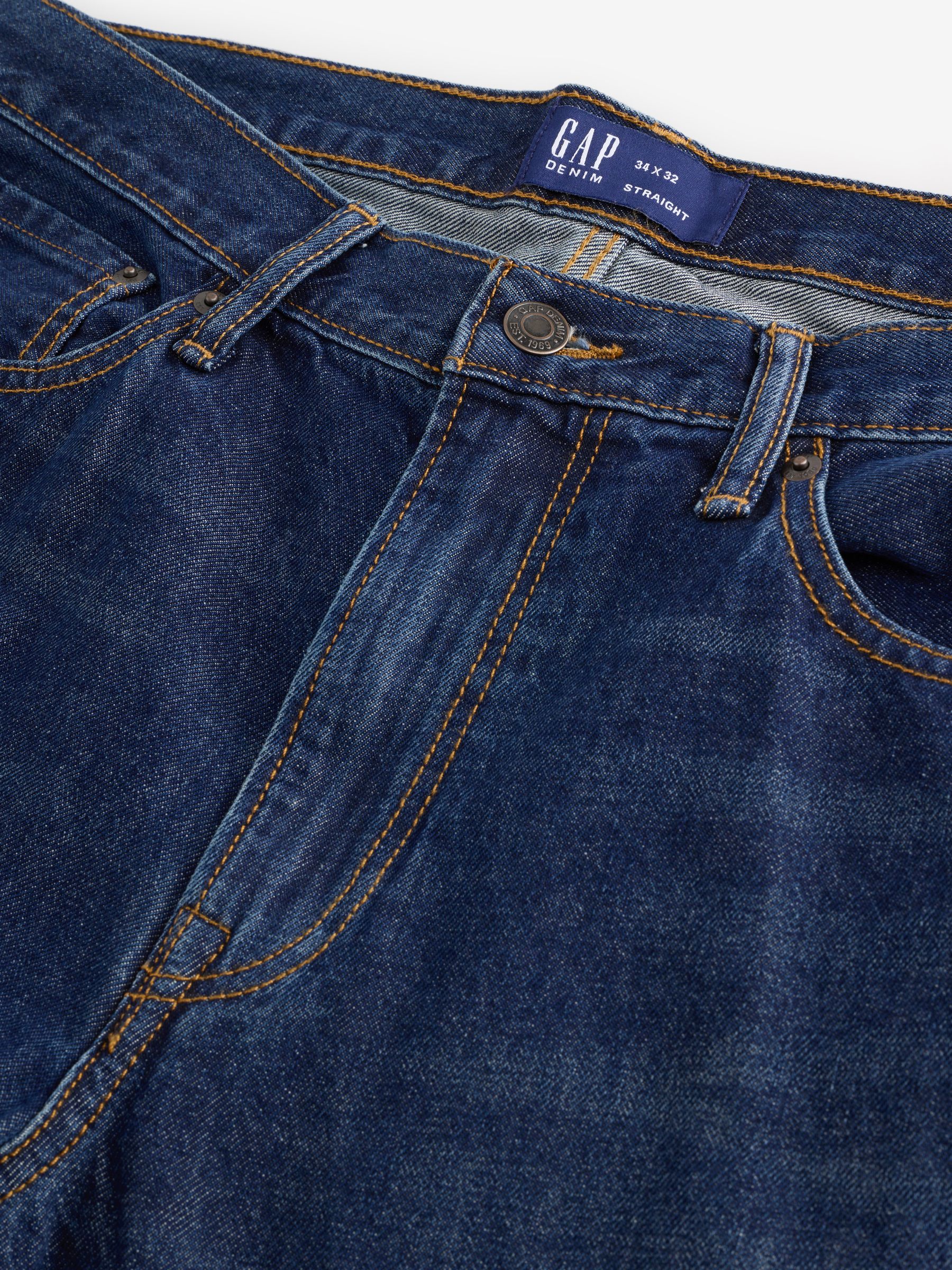 Dark Wash Blue Straight Fit Stretch Jeans - Image 5 of 5