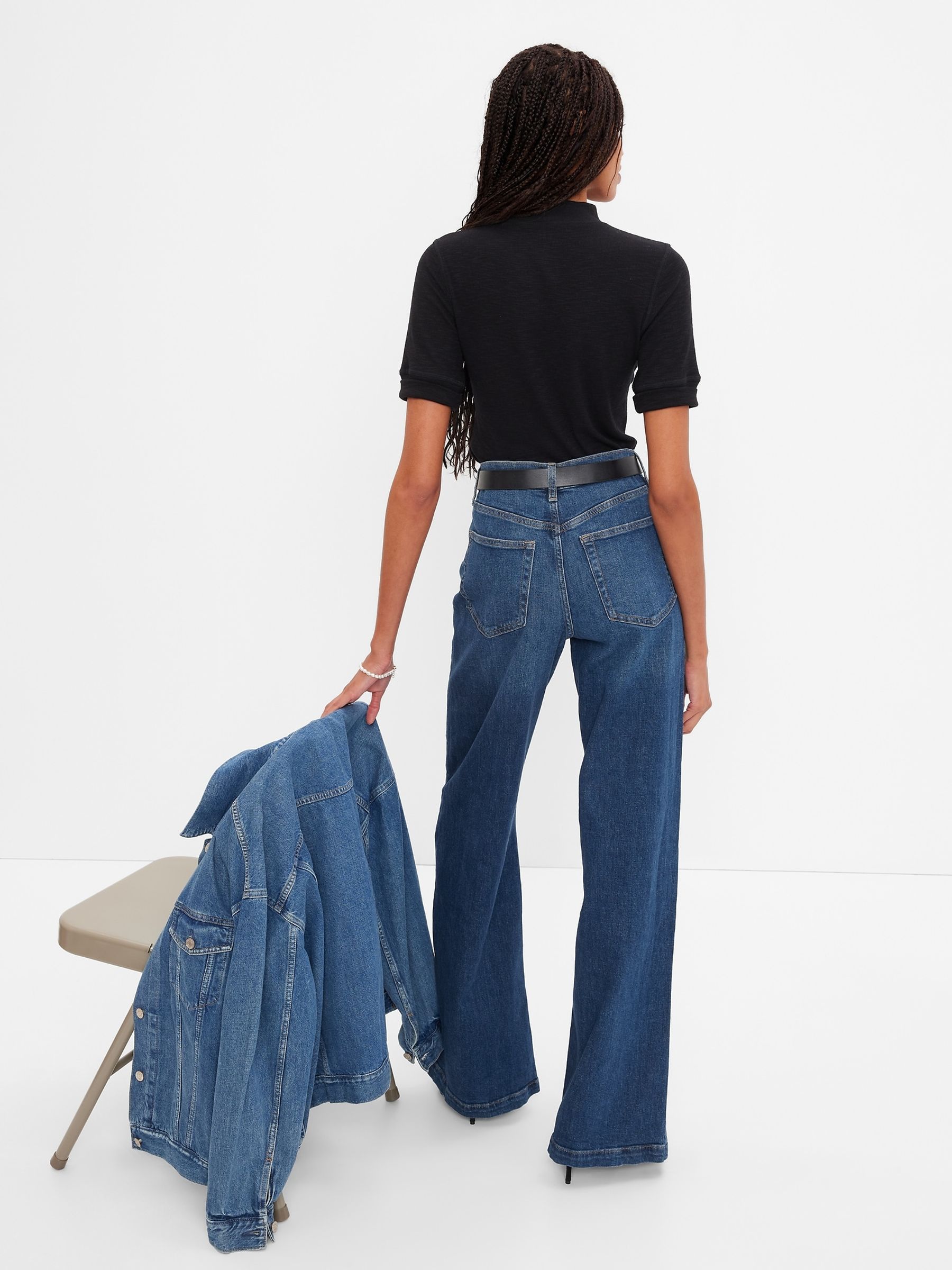 Blue High Rise Stride Wide-Leg Jeans - Image 4 of 9