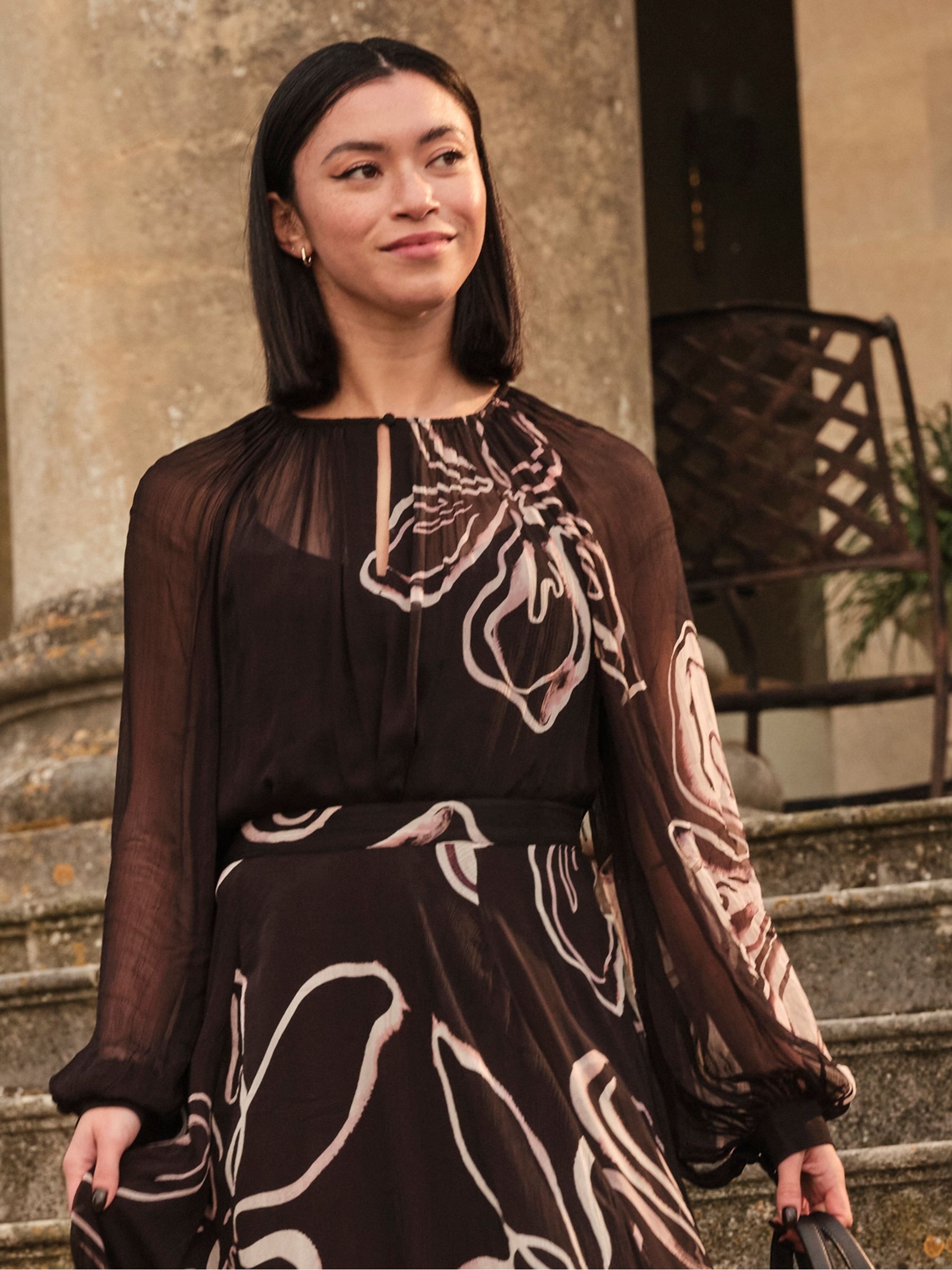 Emmy Black Floral Petite Blouse - Image 1 of 5