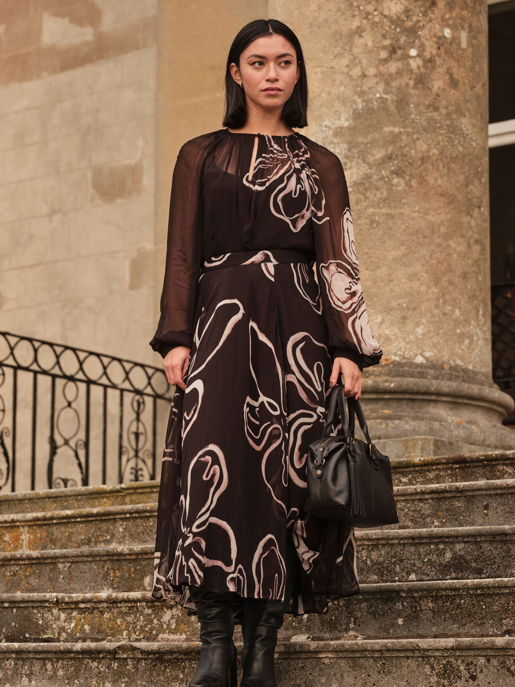 Emmy Black Floral Petite Blouse - Image 4 of 5