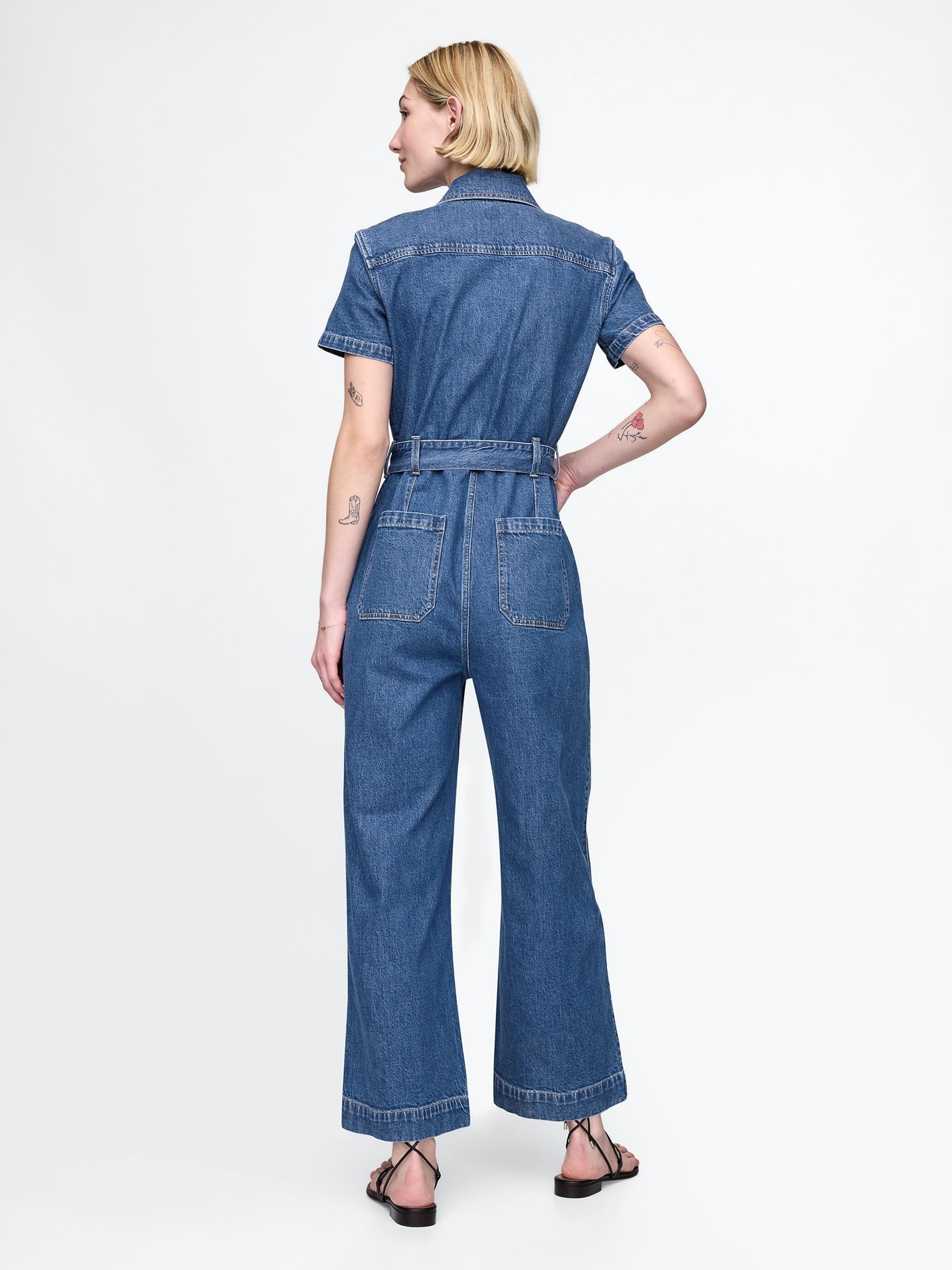 Blue Belted Denim Jumpsuit - Image 2 of 5