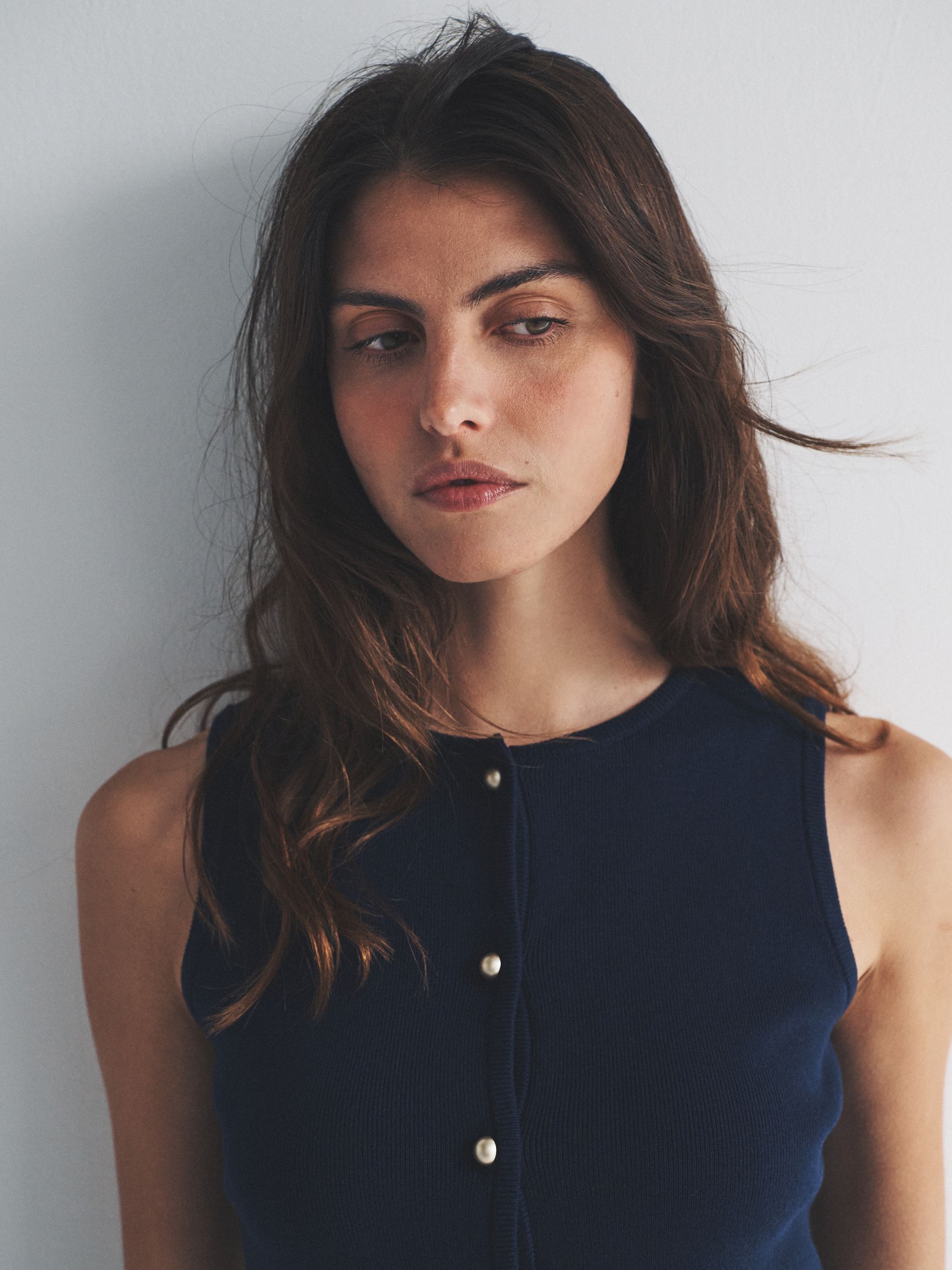 Navy Blue/Ecru 2 Pack Knitted Gold Button Vests - Image 4 of 6