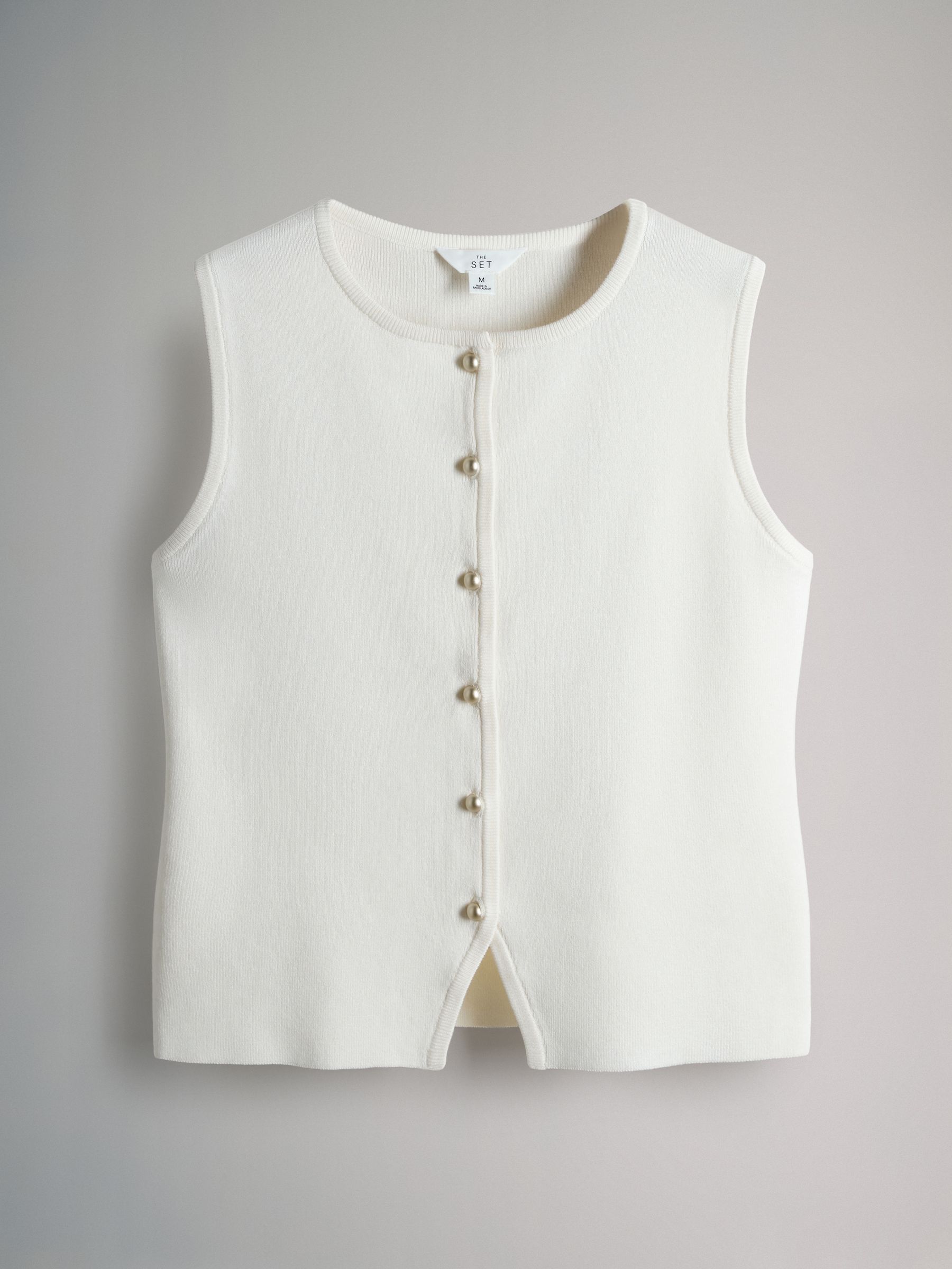 Navy Blue/Ecru 2 Pack Knitted Gold Button Vests - Image 5 of 6