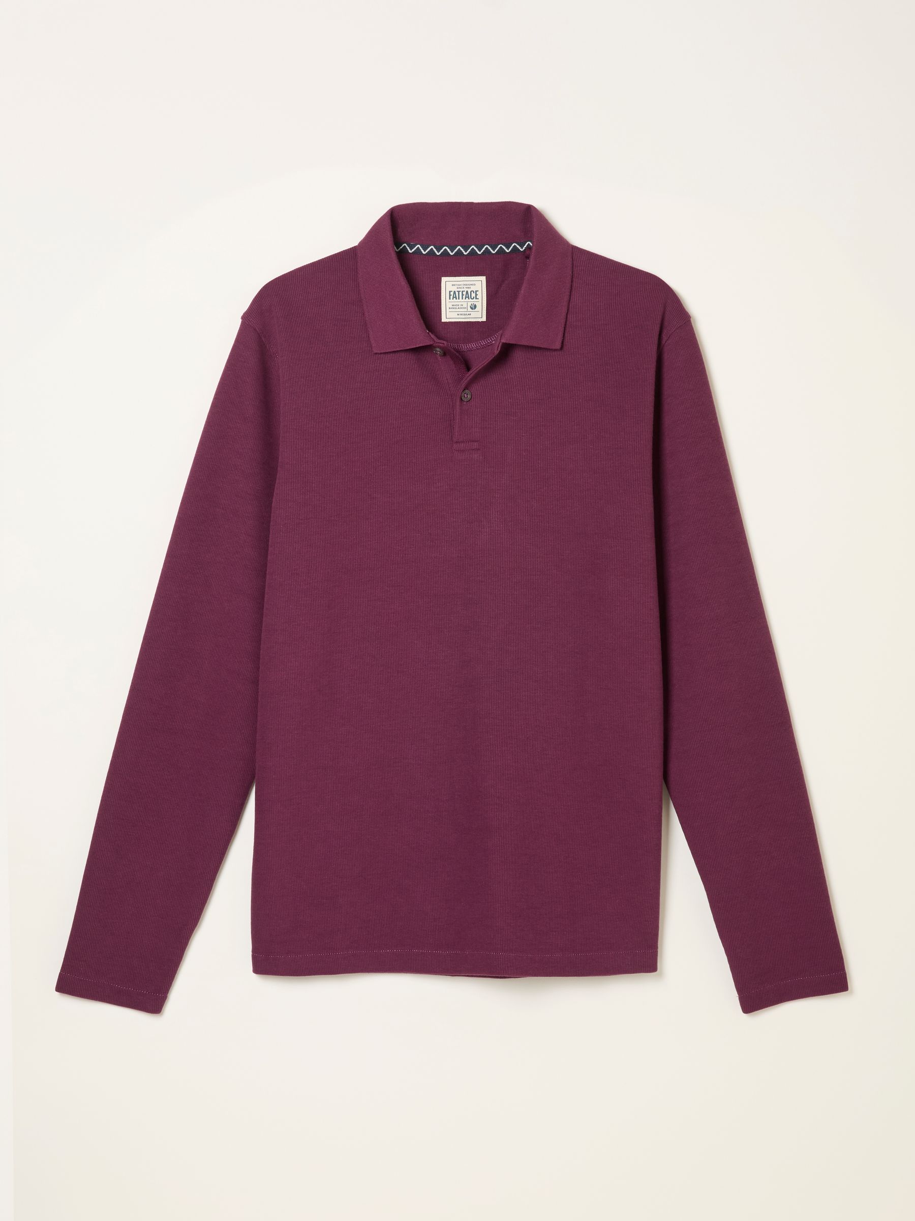 Plum Purple Long Sleeve Ribbed Polo - Image 6 of 6 Plum Purple Long Sleeve Ribbed Polo - Image 6 of 6