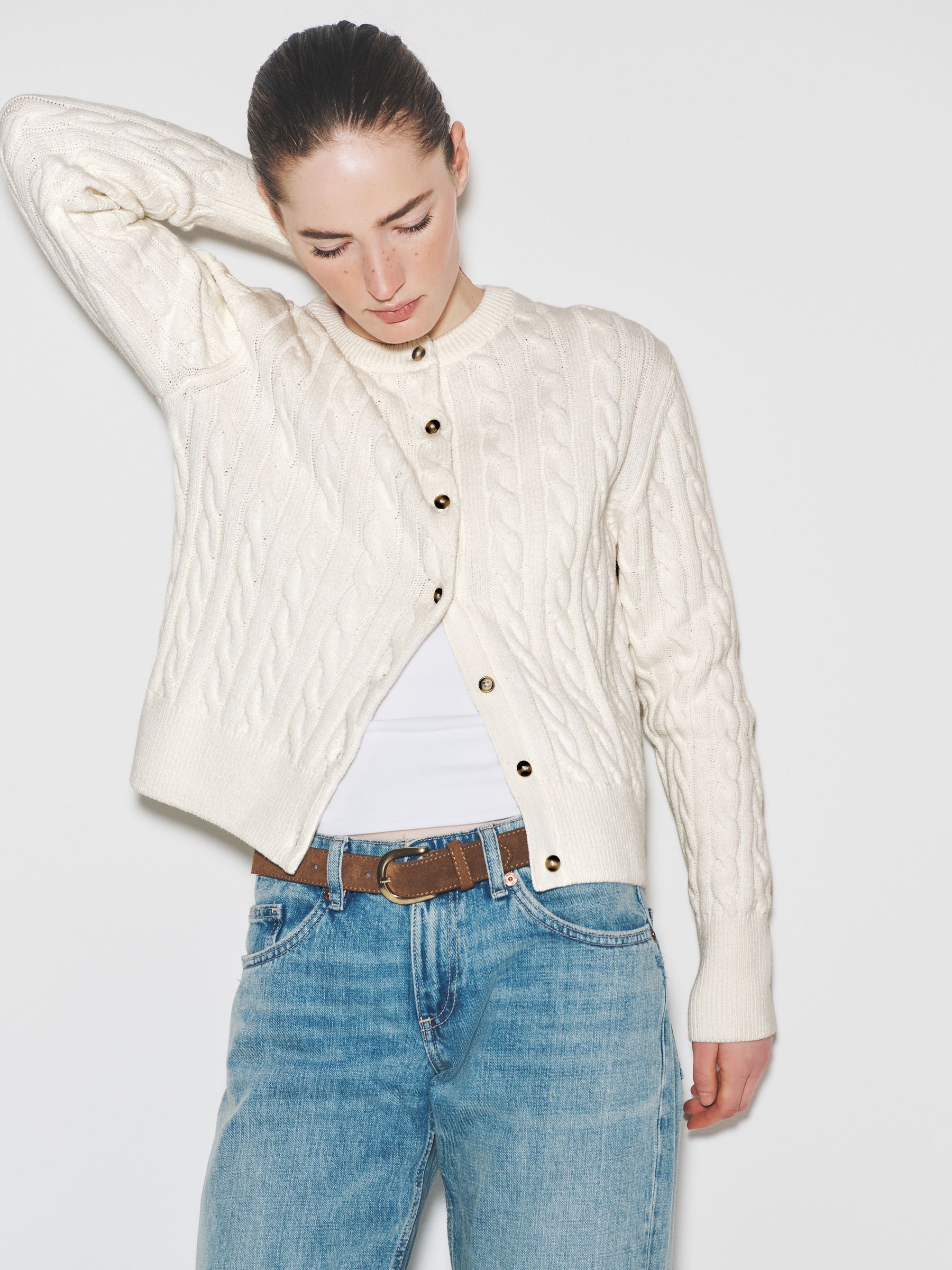 2 Pack Knitted Cable Cardigan Navy Blue/Cream - Image 1 of 6