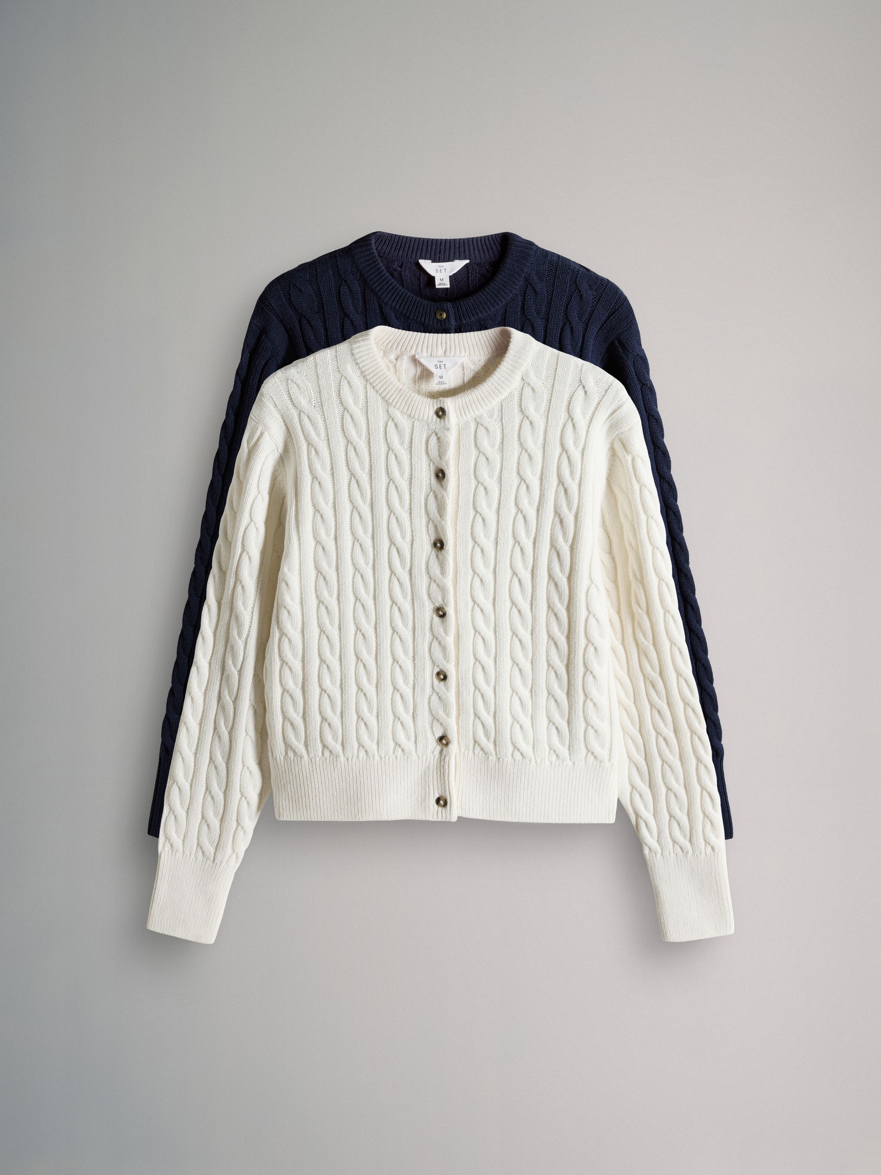 2 Pack Knitted Cable Cardigan Navy Blue/Cream - Image 3 of 6