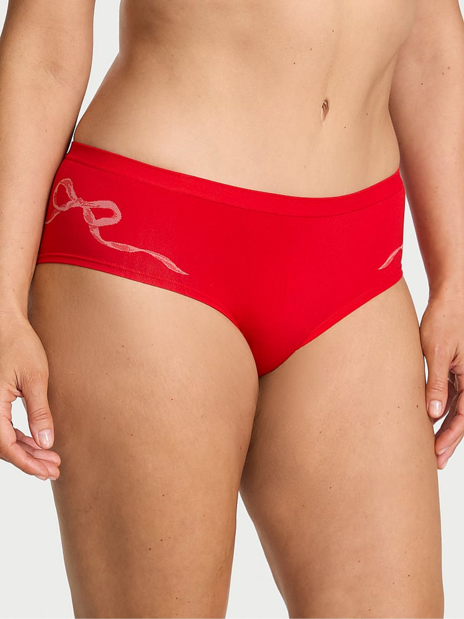 Bright Vermillion Red Bow Hipster Knickers - Image 1 of 2