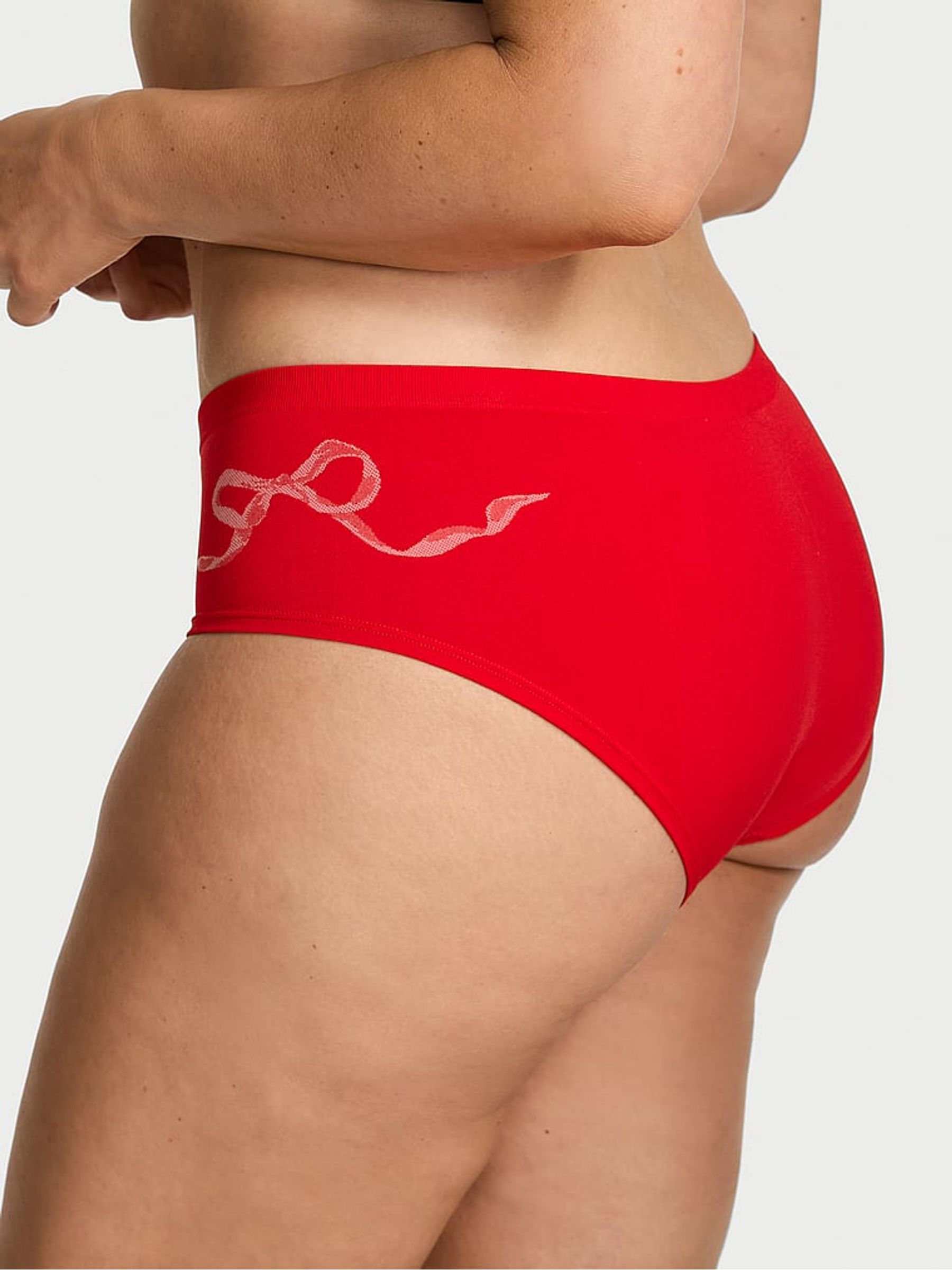 Bright Vermillion Red Bow Hipster Knickers - Image 2 of 2