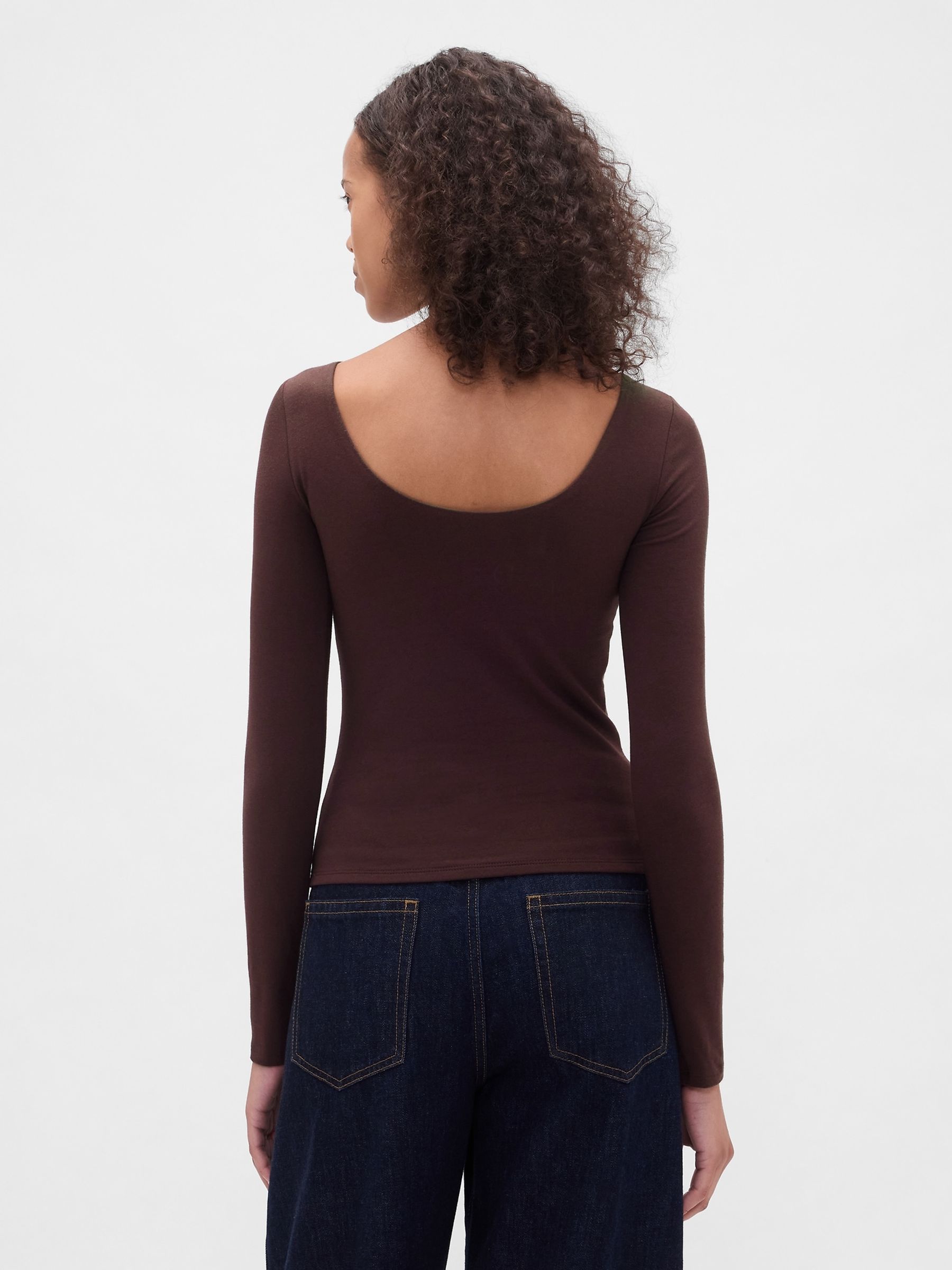 Blue CloseKnit Jersey Boat Neck Open-Back T-Shirt - Image 2 of 4