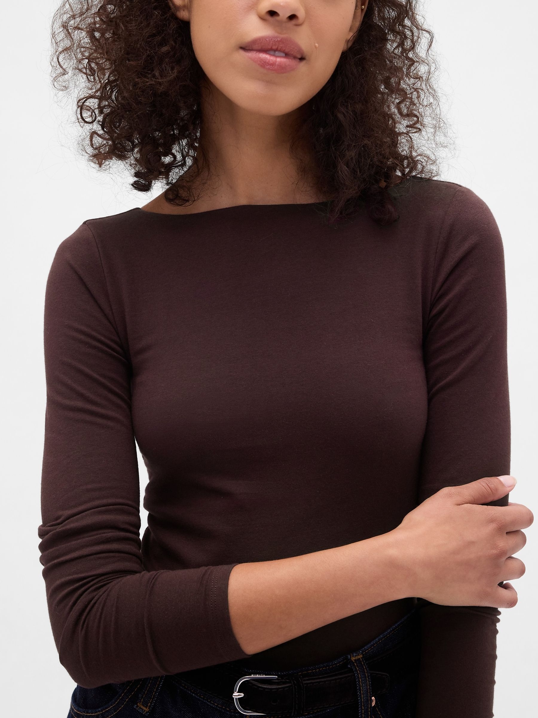 Blue CloseKnit Jersey Boat Neck Open-Back T-Shirt - Image 4 of 4