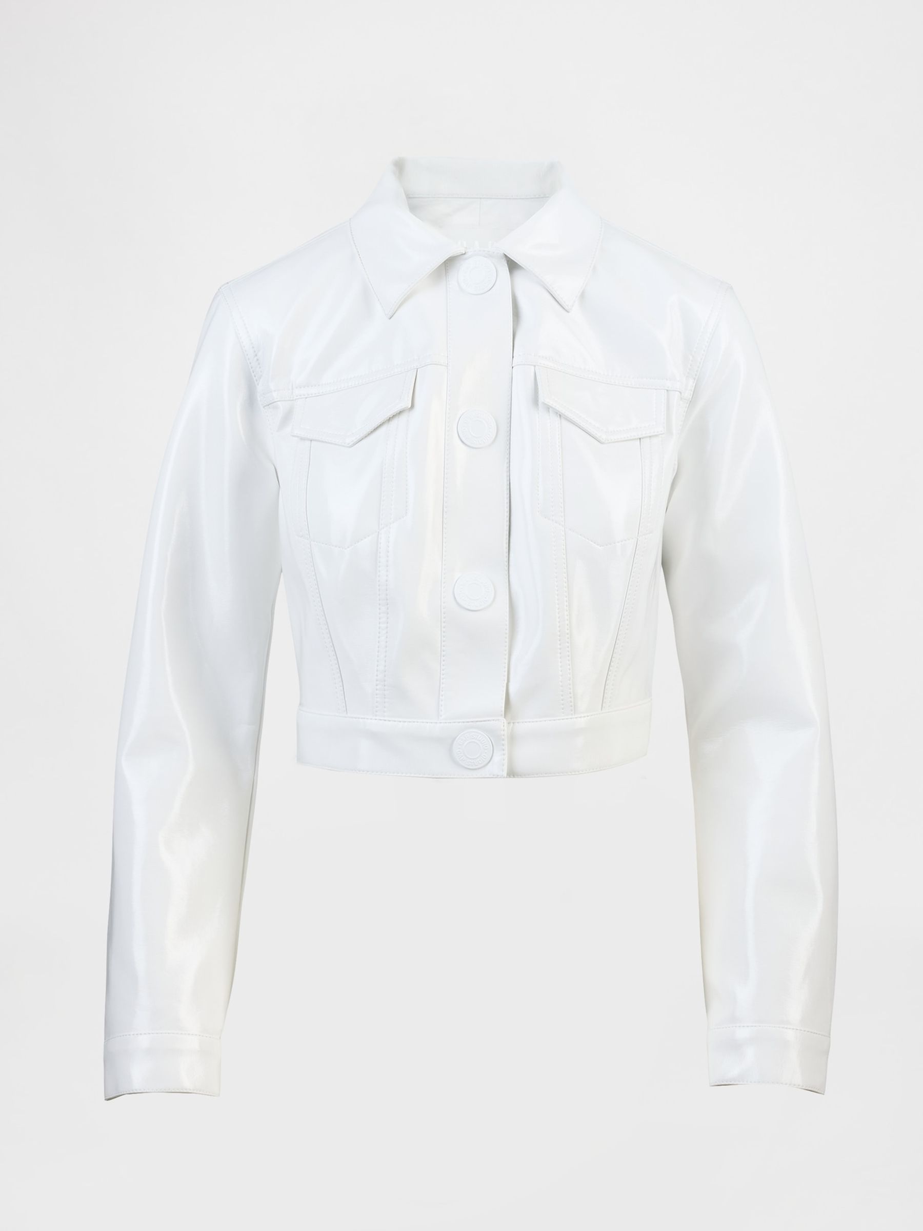 White Cropped Patent Leather Jacket - Image 4 of 5