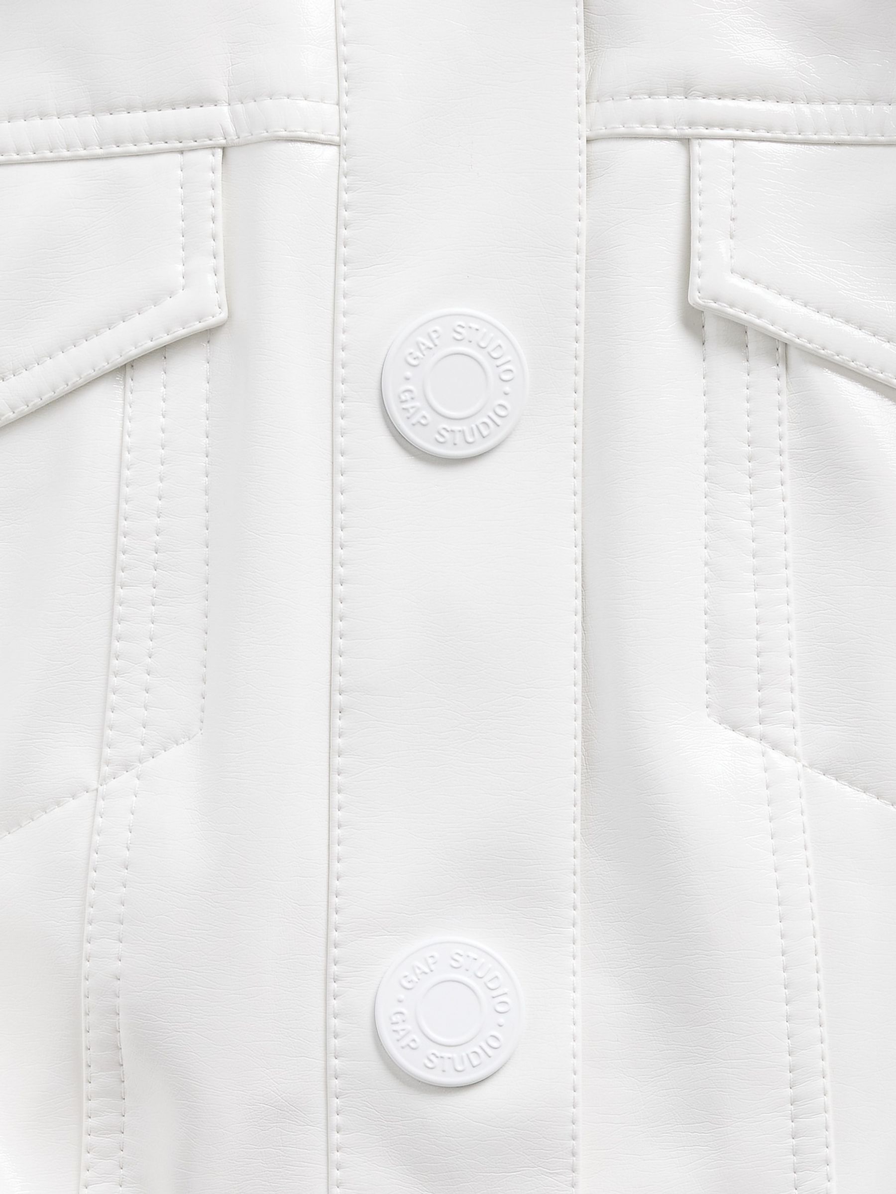 GapStudio White Cropped Patent Leather Jacket - Image 6 of 6