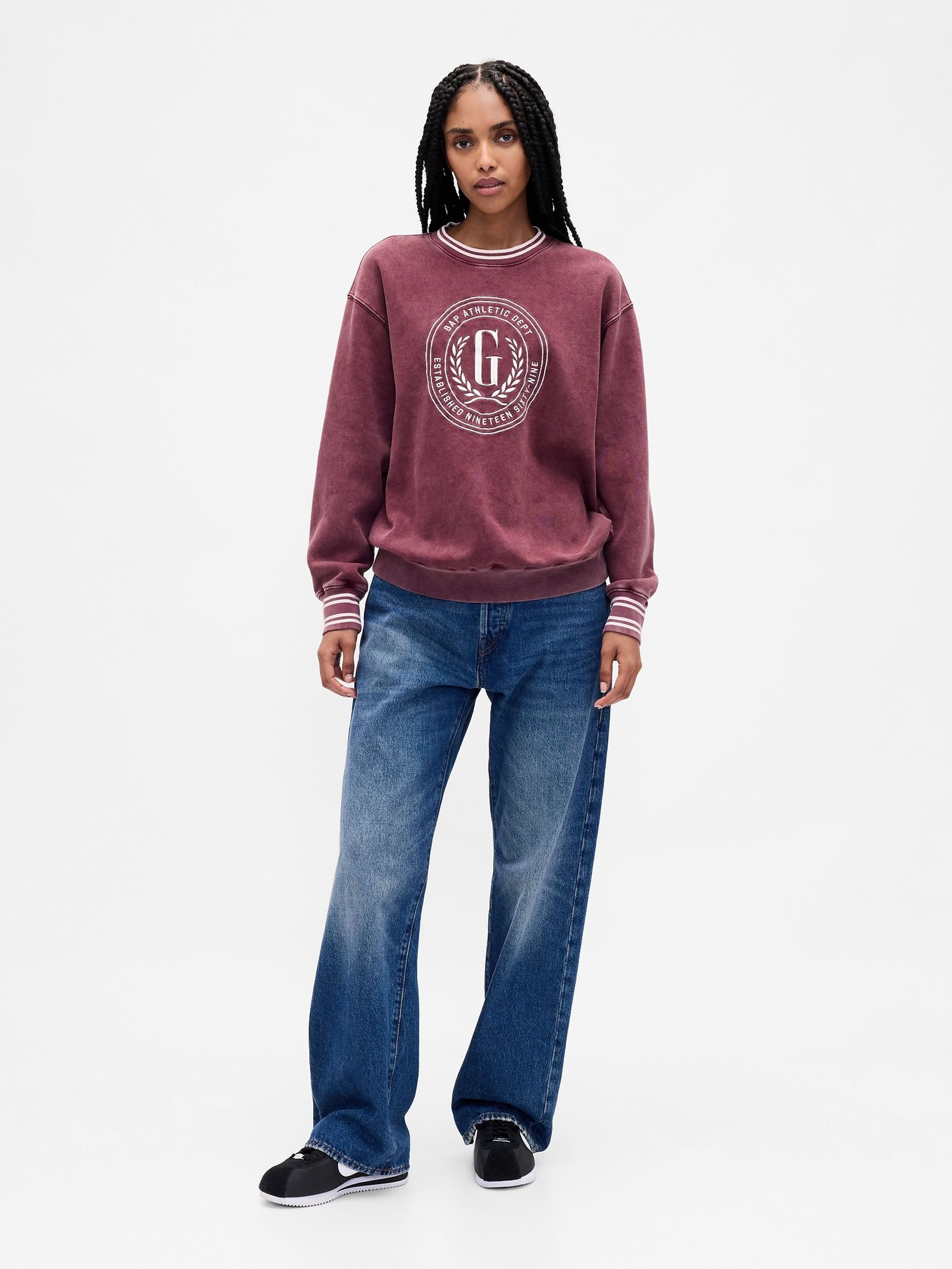 Burgundy Red Oversized VintageSoft Logo Sweatshirt - Image 3 of 4