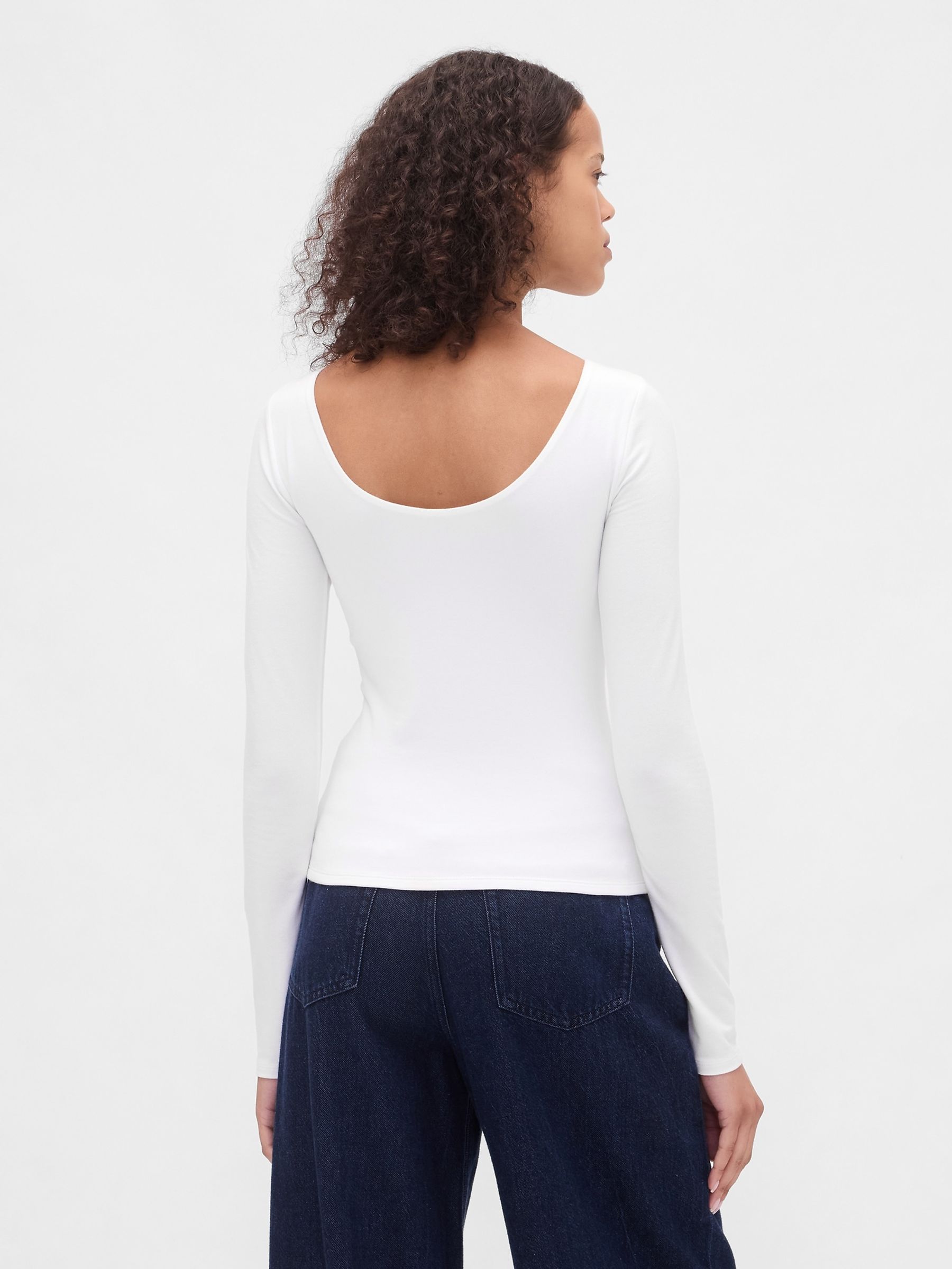 White CloseKnit Jersey Boatneck Open-Back T-Shirt - Image 2 of 4