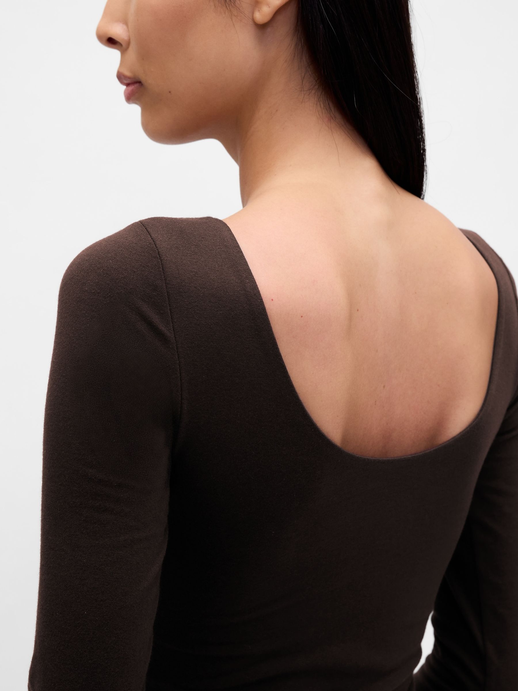 Brown CloseKnit Jersey Boatneck Open-Back T-Shirt - Image 4 of 4