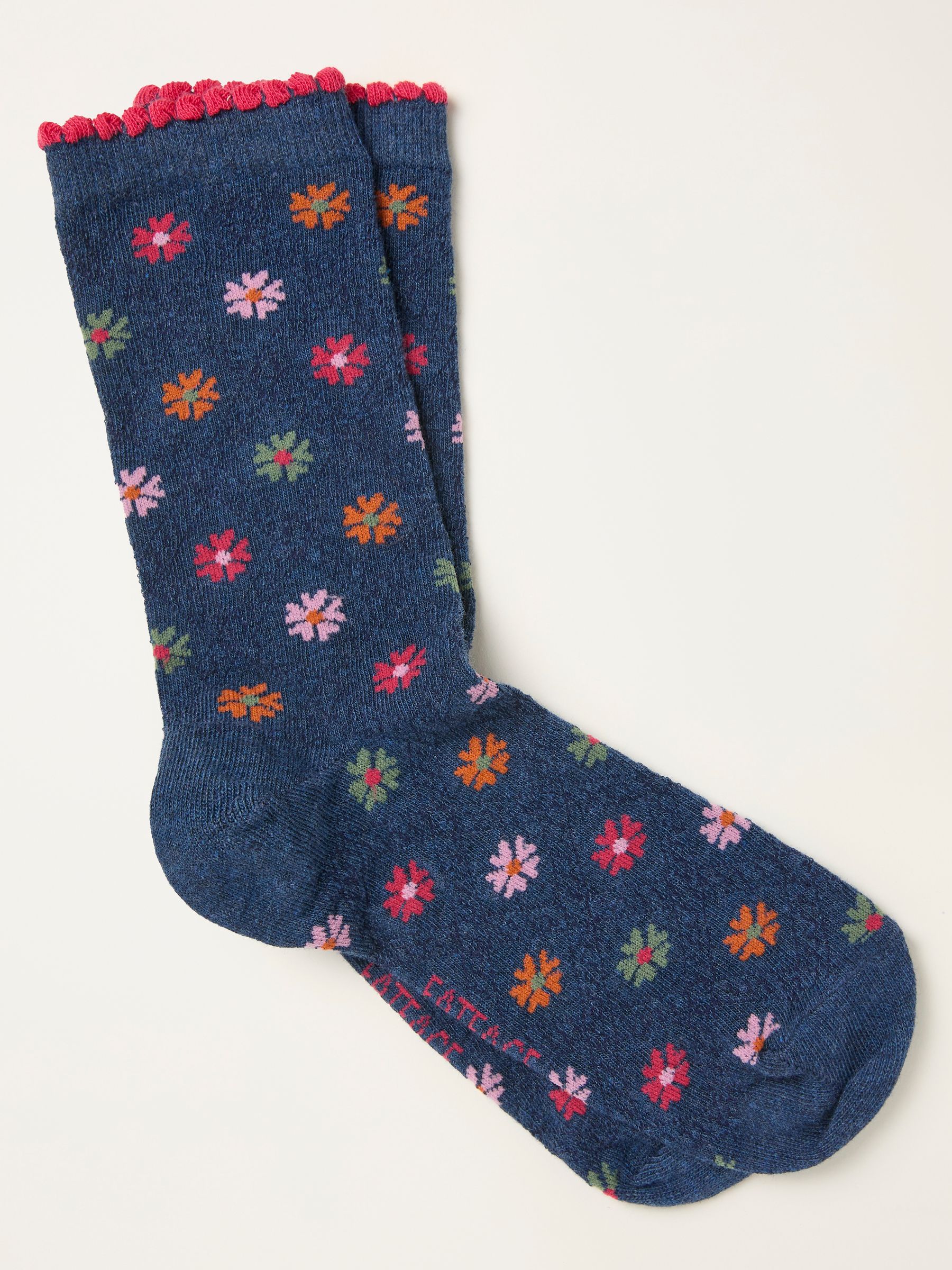 Navy Floral Socks - Image 1 of 2