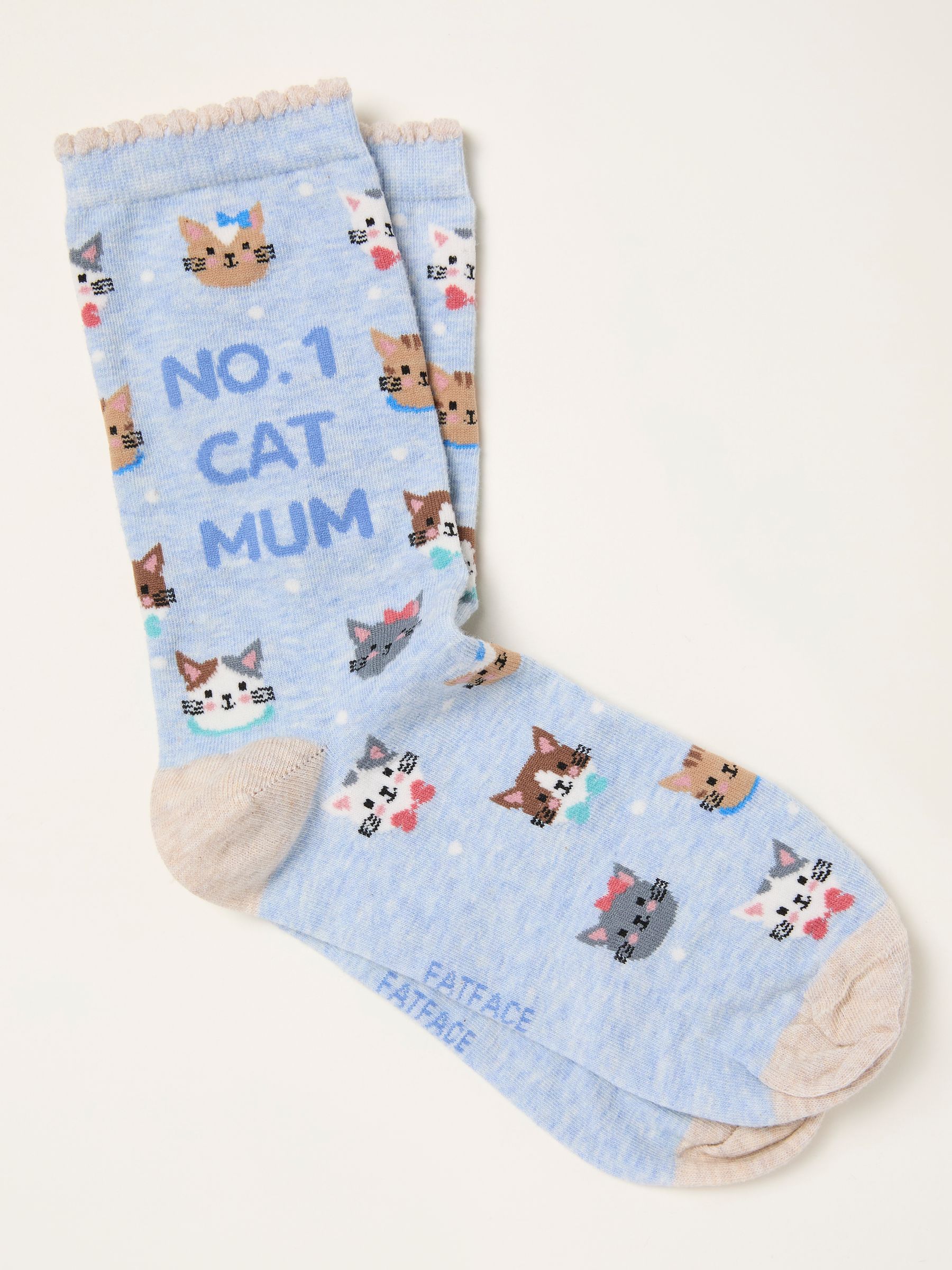 Light Blue Cat Mum Socks - Image 1 of 2