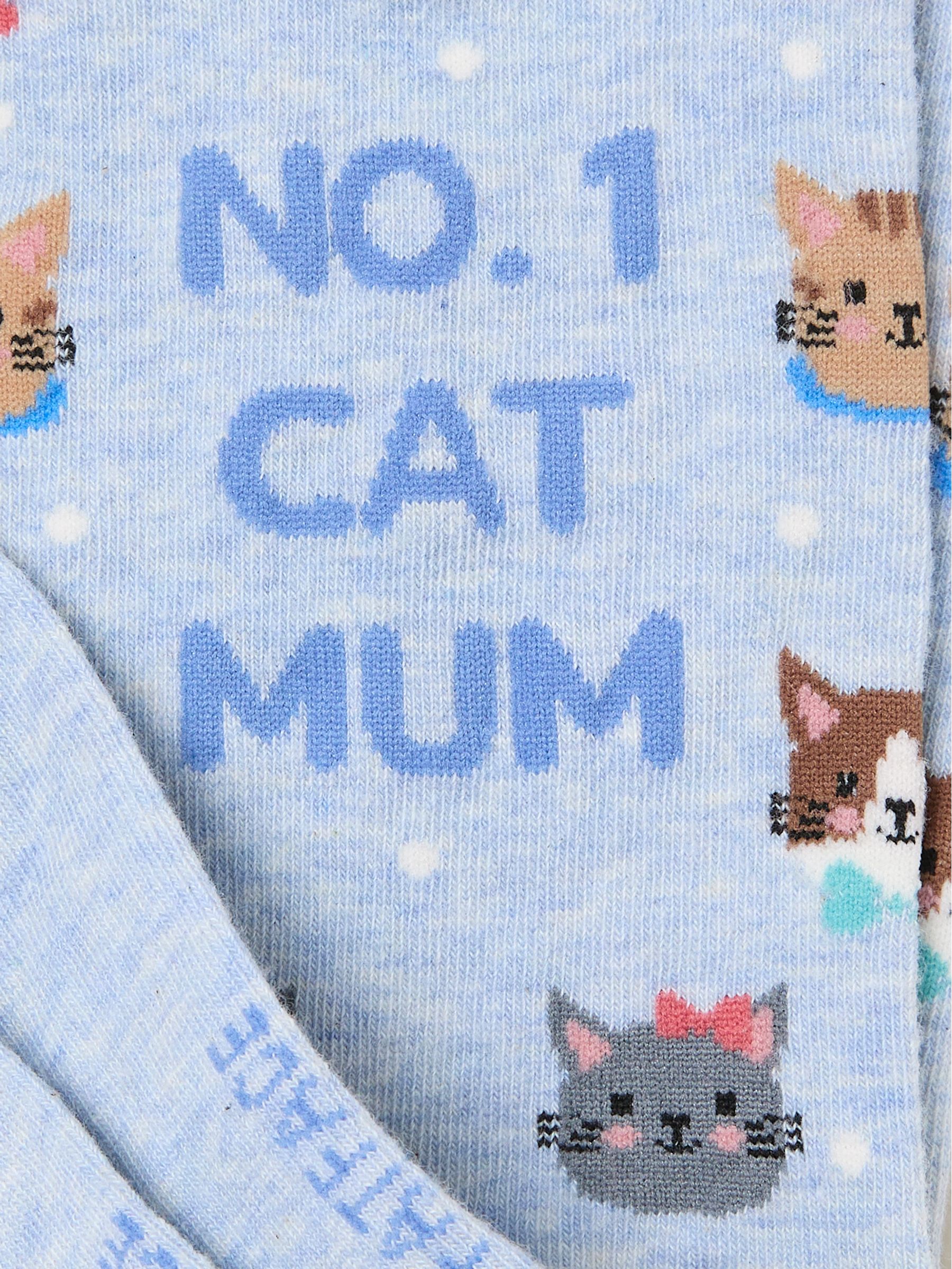 Light Blue Cat Mum Socks - Image 2 of 2