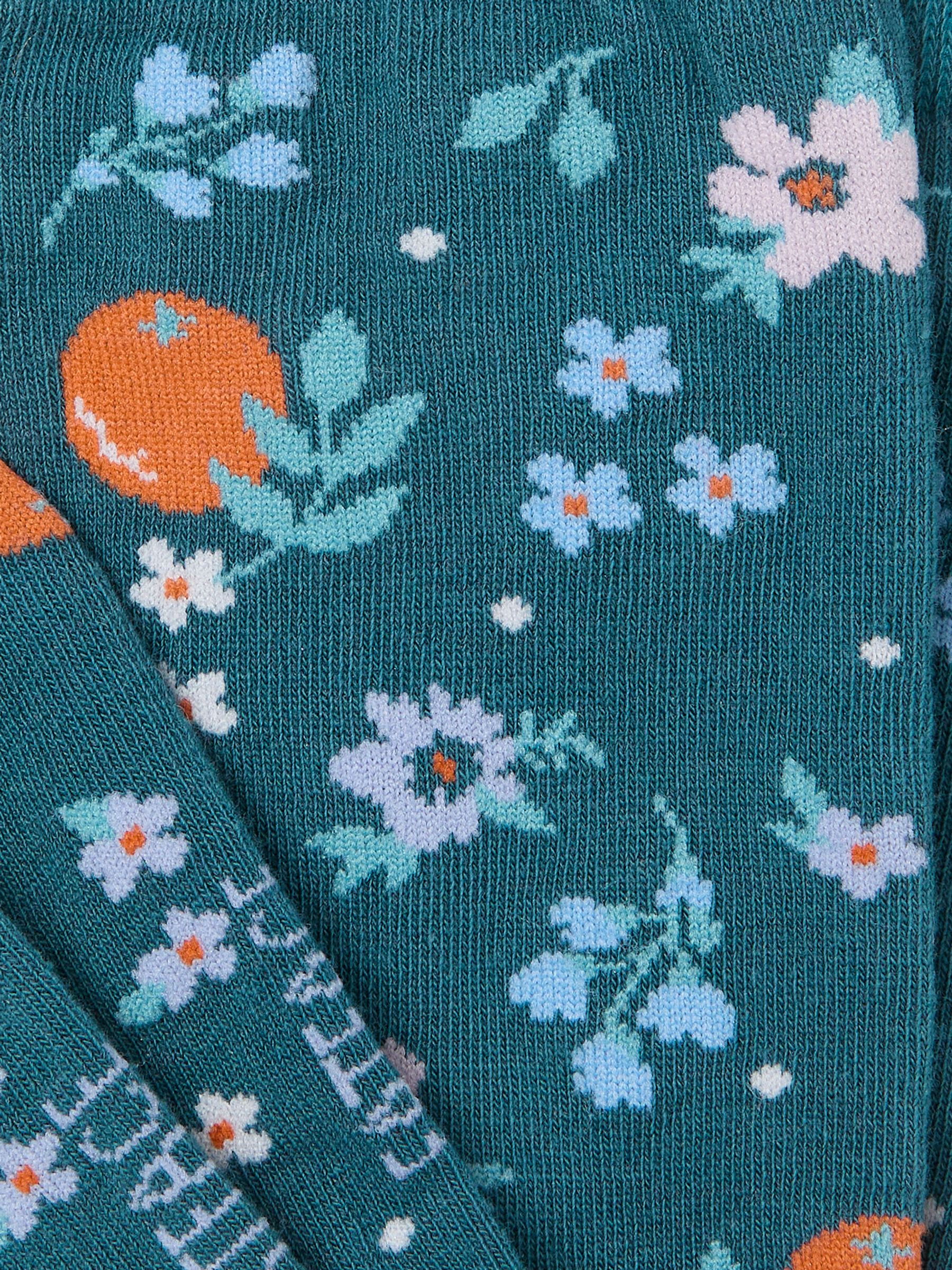 Teal Blue Oranges Socks - Image 2 of 2