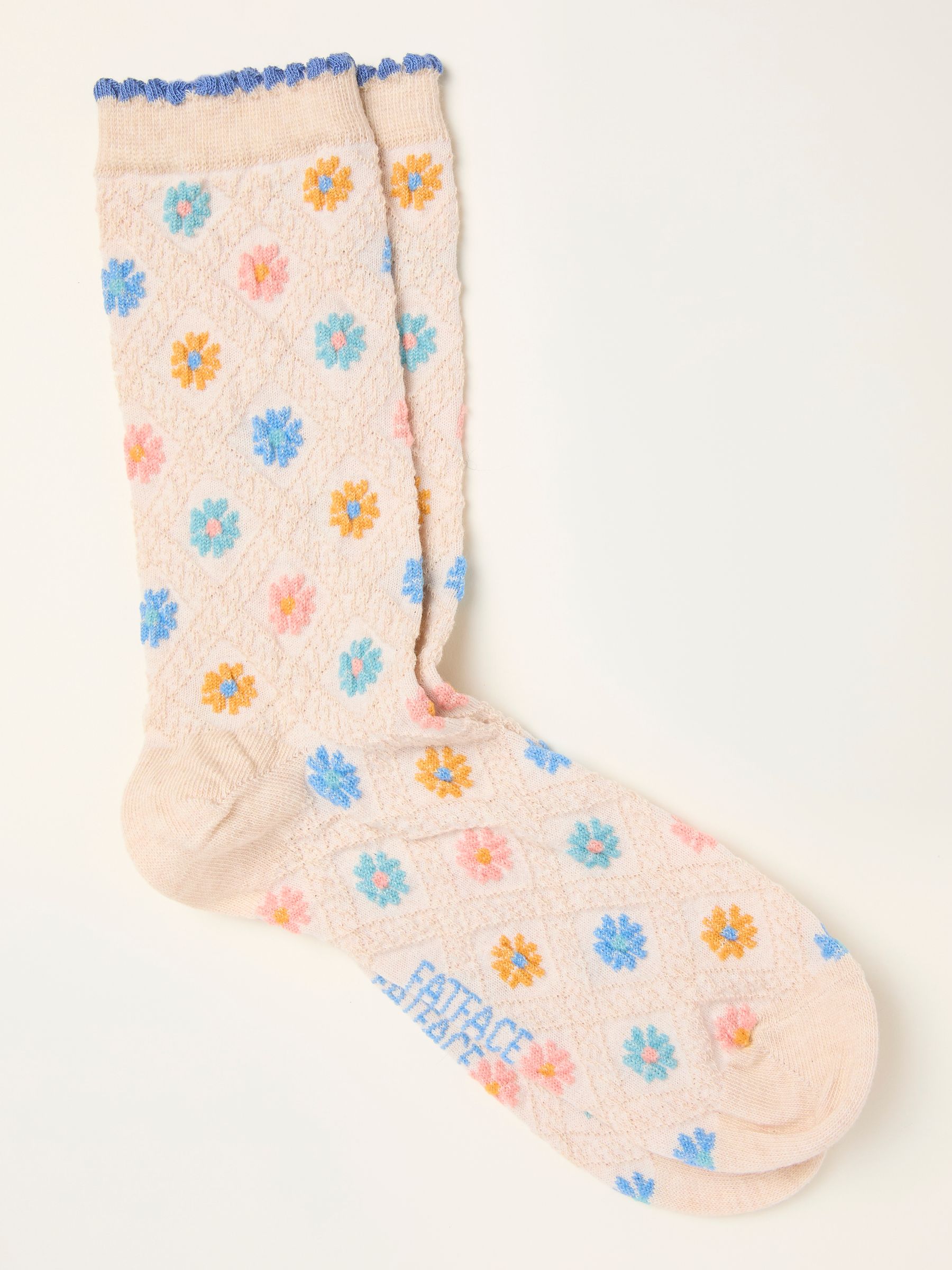 Oatmeal Textured Floral Socks - Image 1 of 2