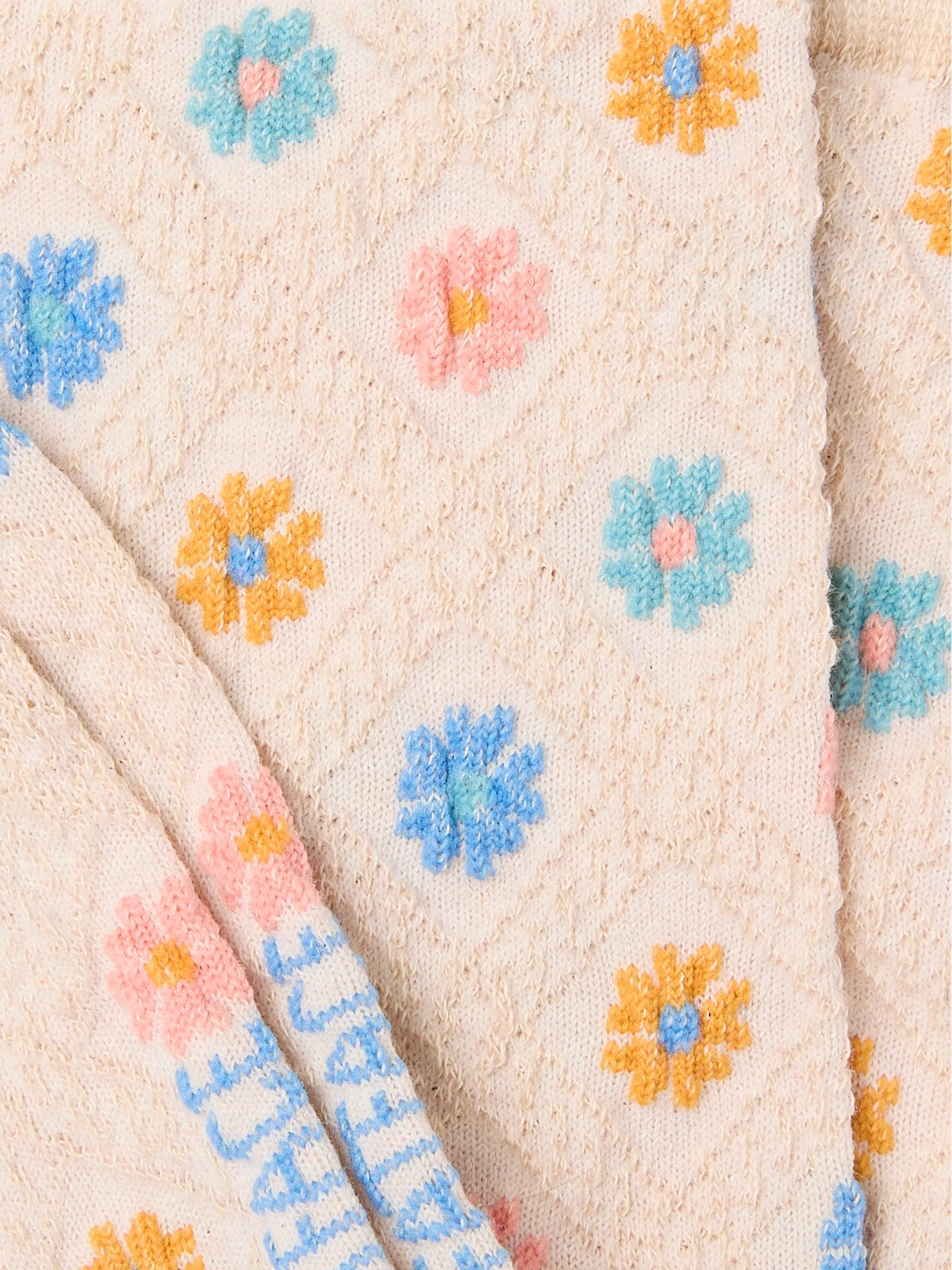 Oatmeal Textured Floral Socks - Image 2 of 2